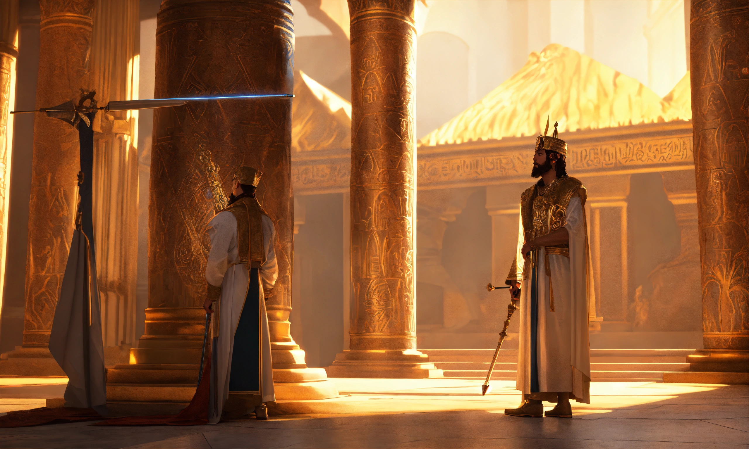 Lexica - Moses with his staff, and his brother, talking to Pharaoh ...