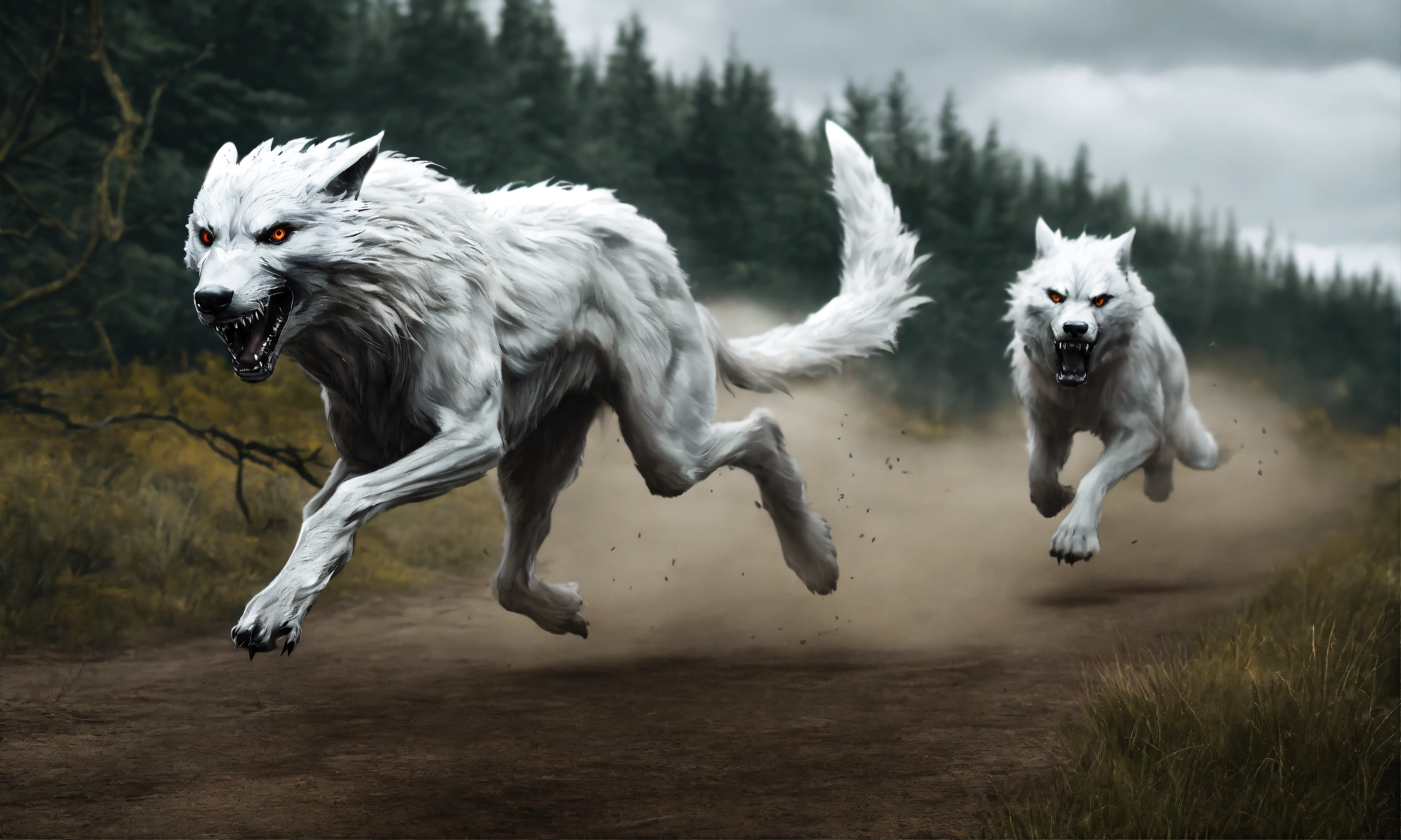 Lexica - Terrifying White SKINWALKERS Running In Ultra Realistic Style