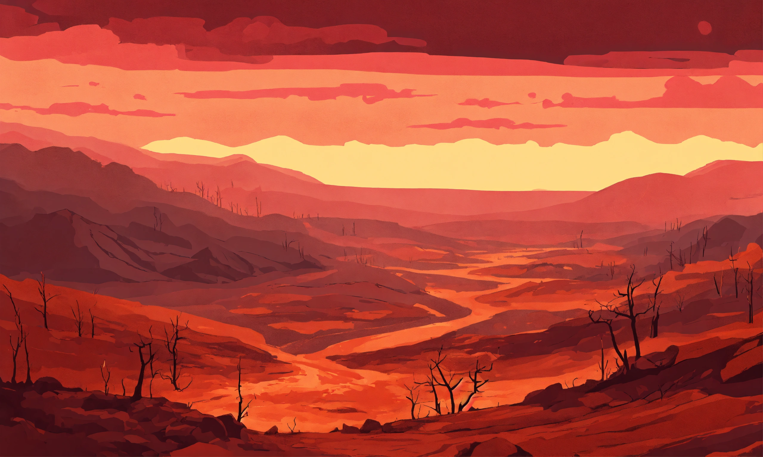 Lexica - Hell landscape, texture painting, texture vector illustration ...