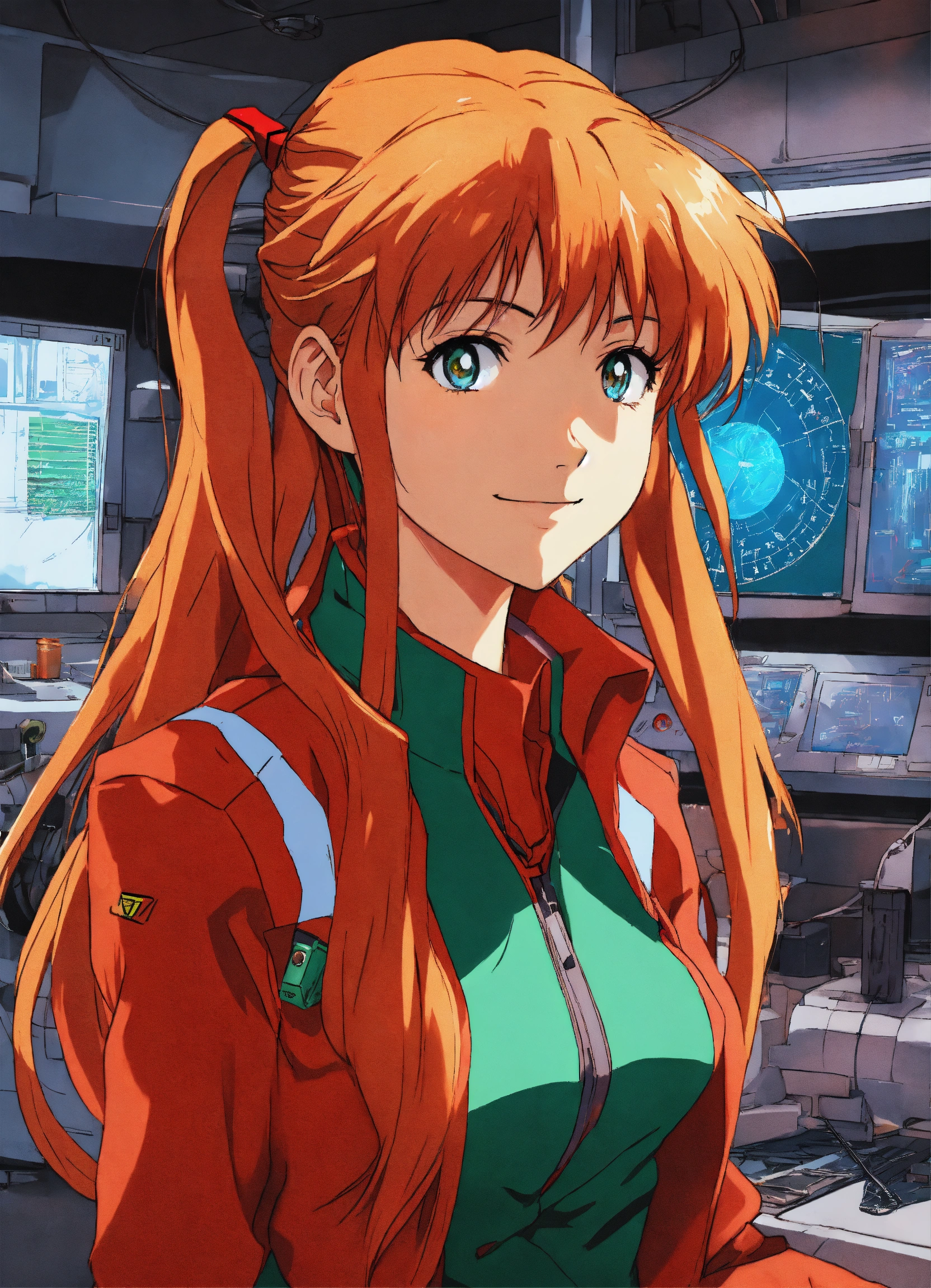 Lexica - Anime illustration of smiling happy Asuka Langley Soryu from Neon  Genesis Evangelion,inside the LAB, detailed scene, stunning details,  vinta...