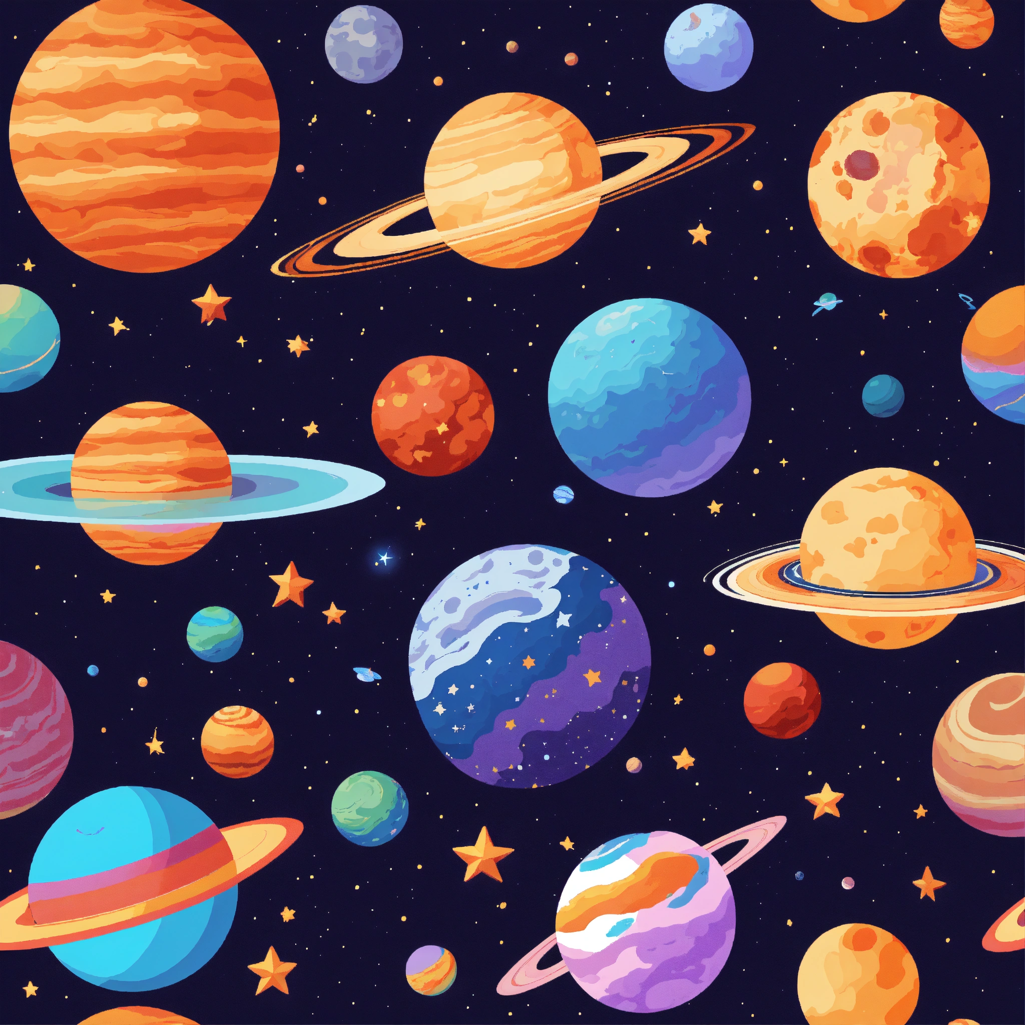 Lexica - Seamless patterns of planets and stars, cosmic design ...