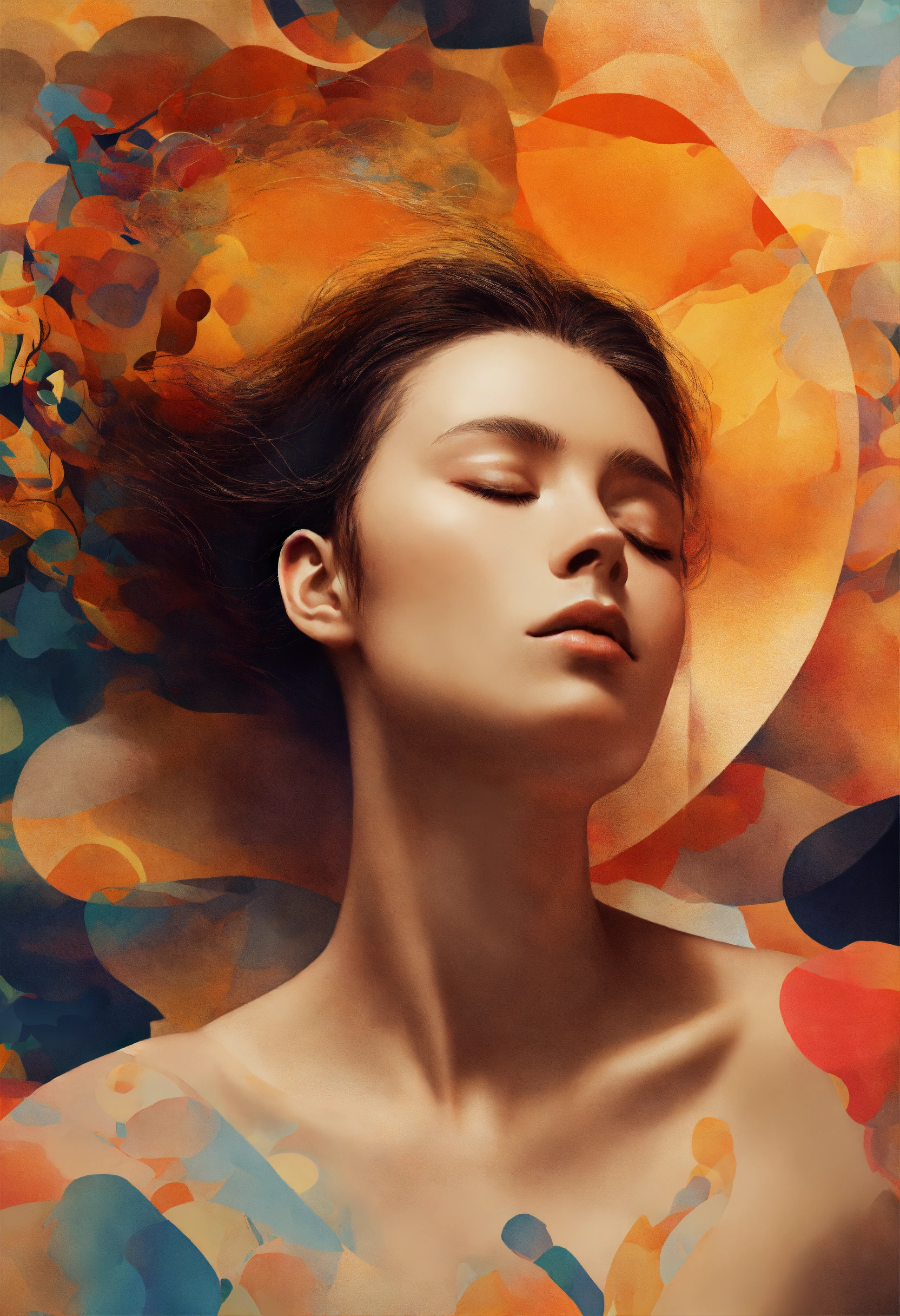 Lexica - A surreal digital art of a sleeping person with closed eyes ...