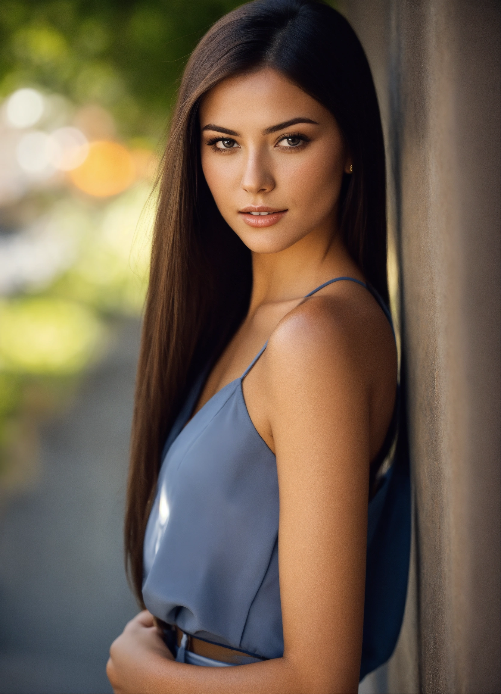 Lexica - Beautiful woman with brunette straight hair