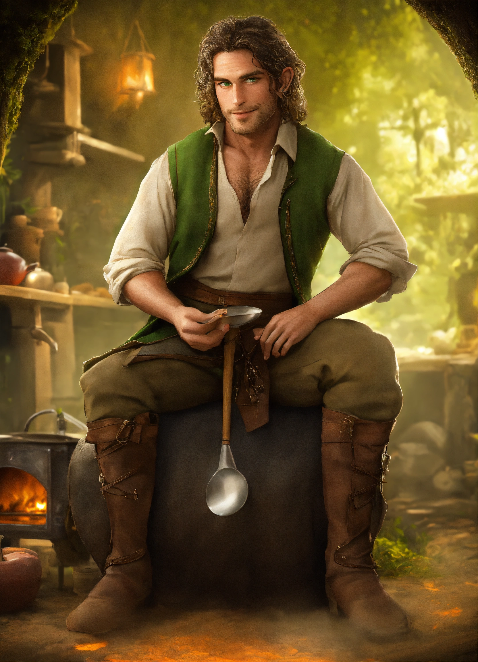 Lexica - A photographic full body image of a thin and wiry male hobbit ...