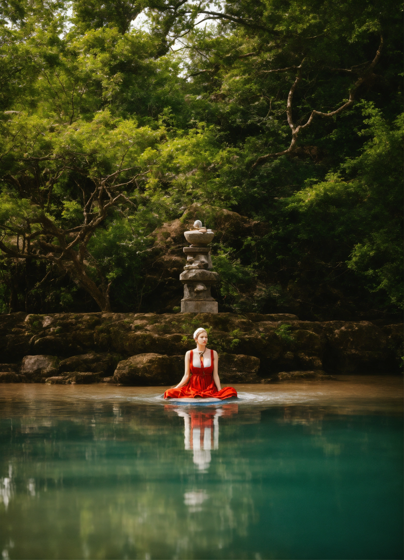 Lexica - A sculpture of a woman in a body of water