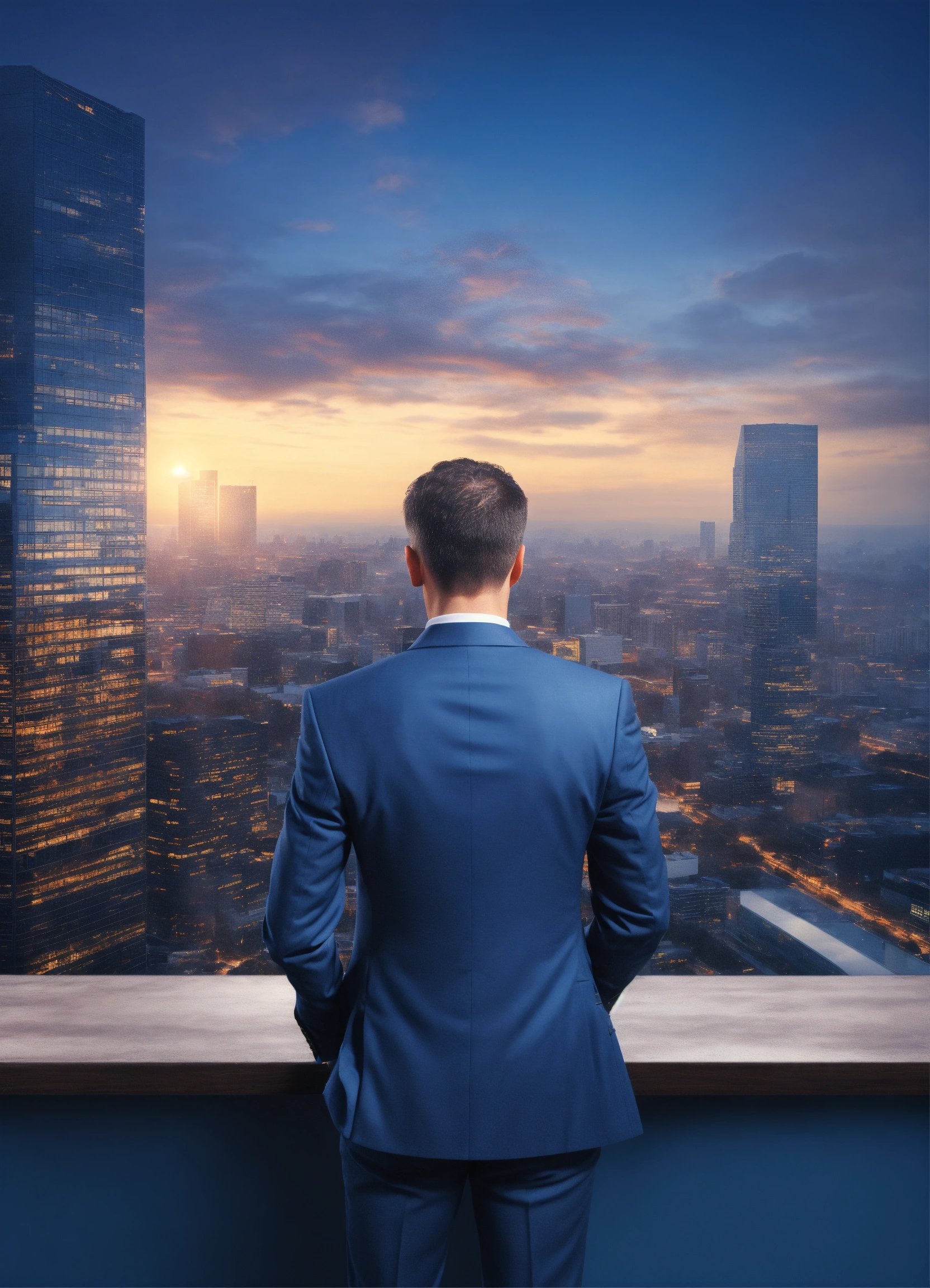 Lexica - A man in a business suit with binoculars, looking for ...
