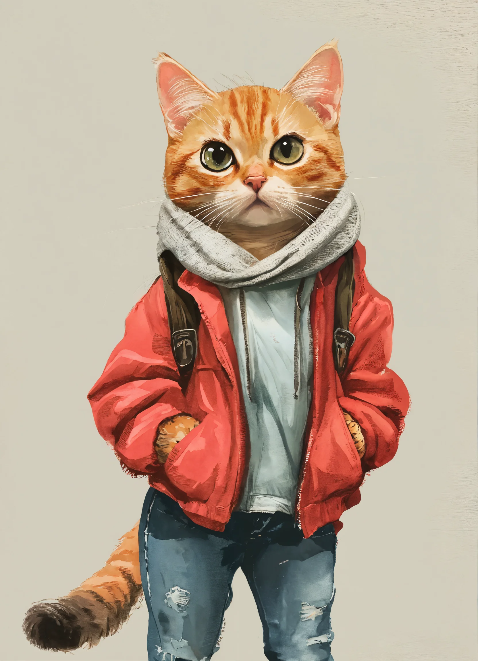 Lexica - 萌萌猫猫全身站立穿休闲套装