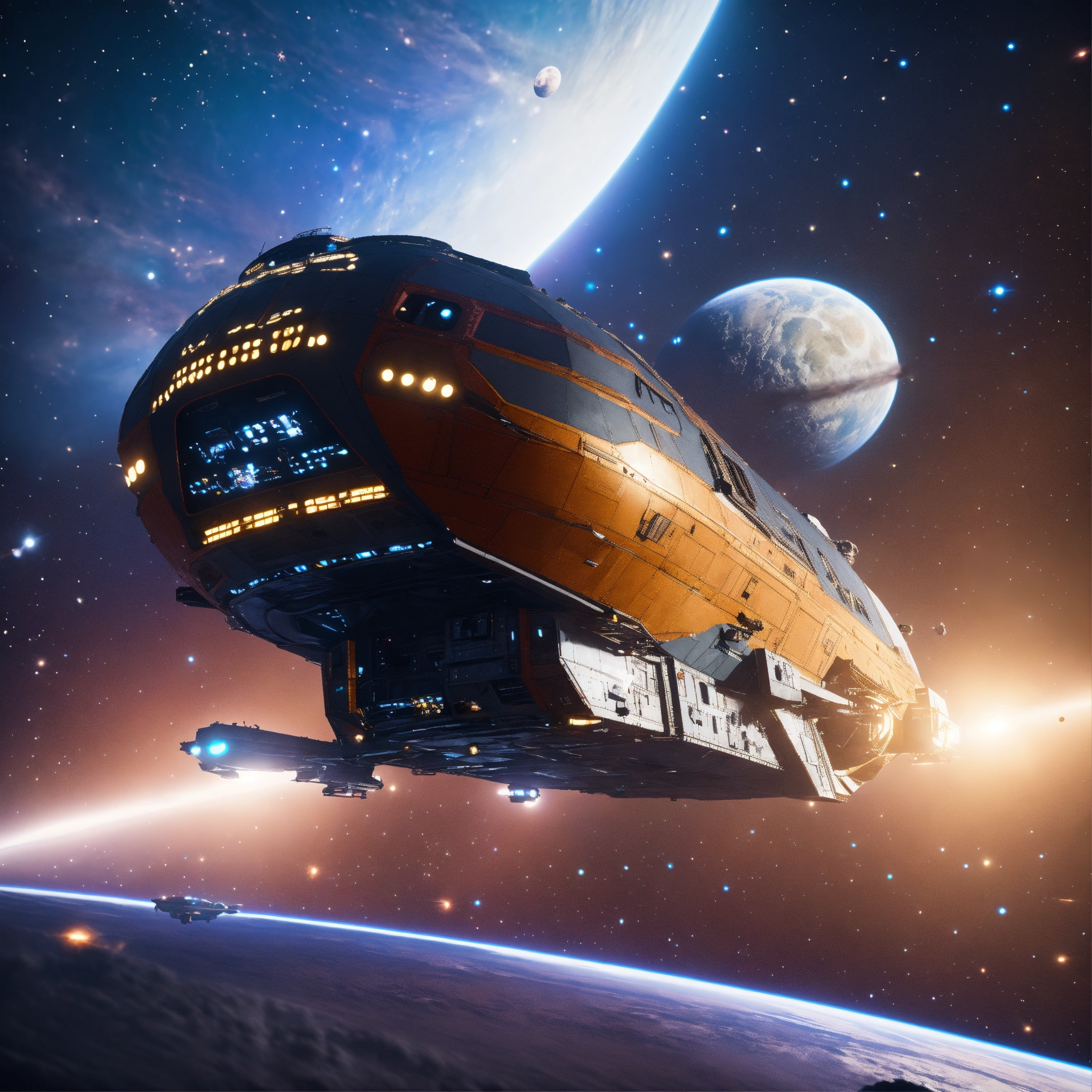 Lexica Intergalactic Tour Bus Star Ship Traveling Through Deep Space Realistic 8K Unreal Engine