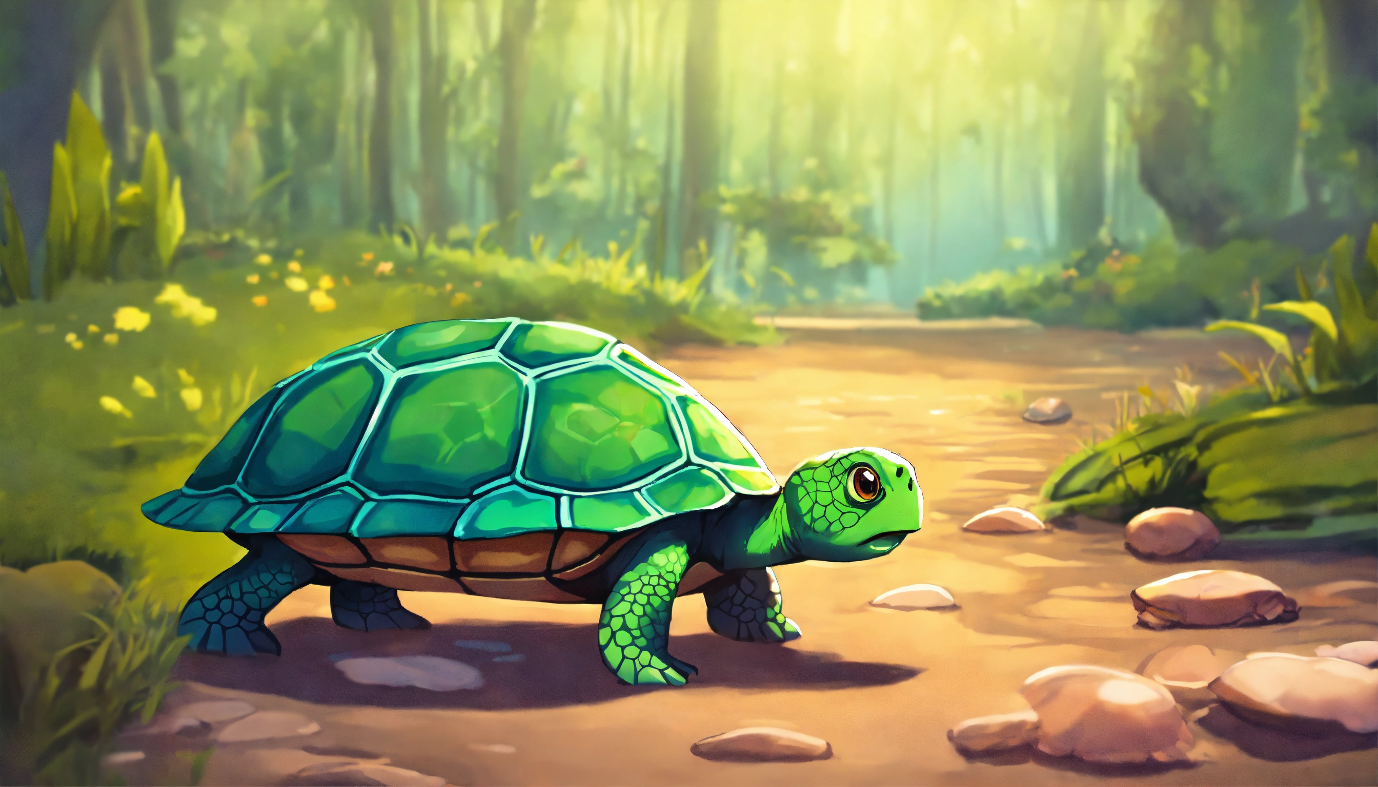 Lexica - Hello, turtle. She strolls on the damp ground, finding a flat ...