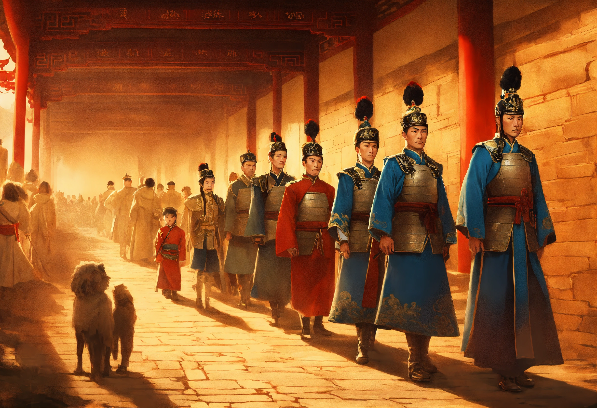 Lexica - China wall in ancient look, soldier's standing and kings ...