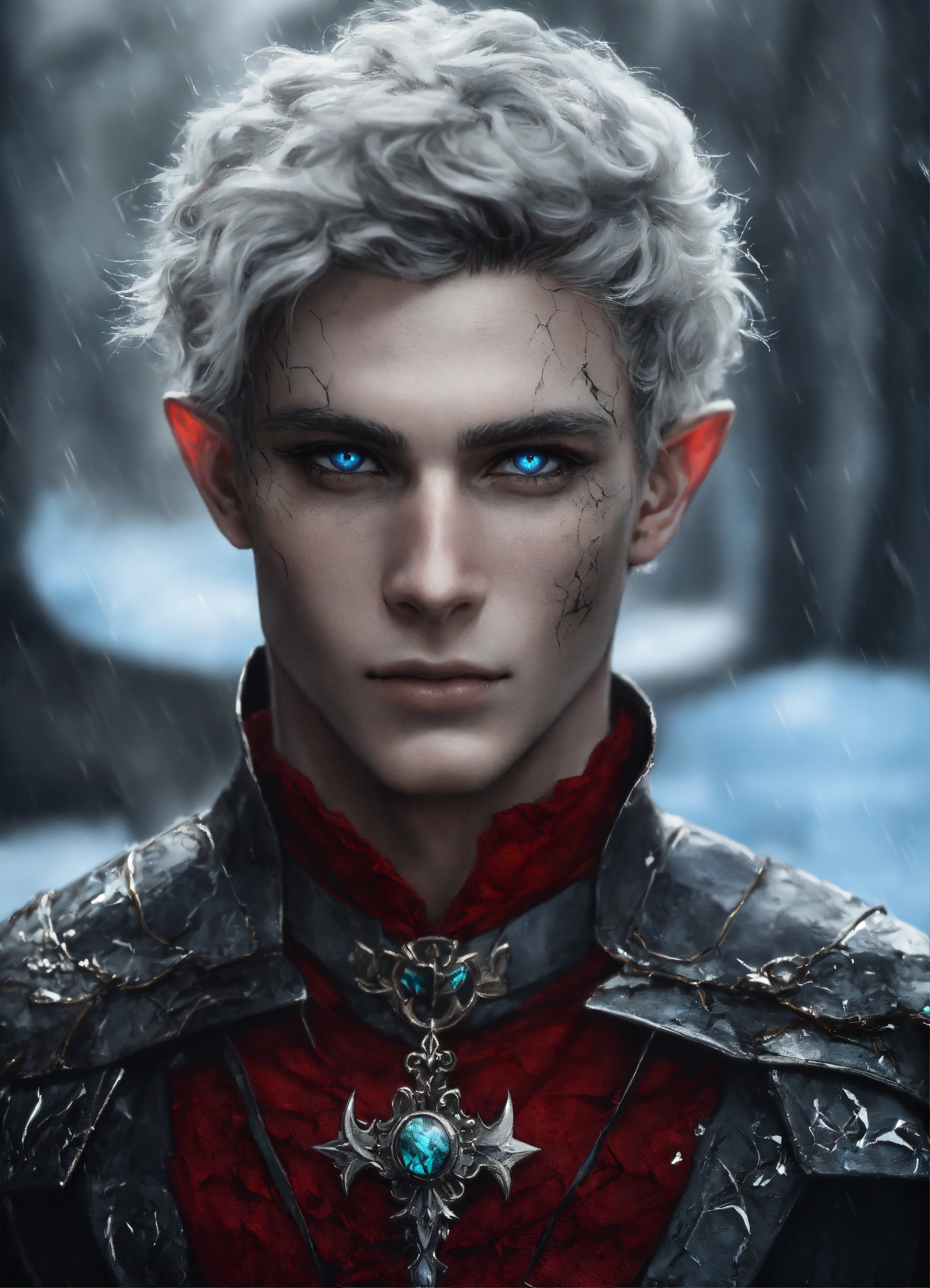 Lexica - Fantasy portrait of a ash-grey skinned elf, masculine ...