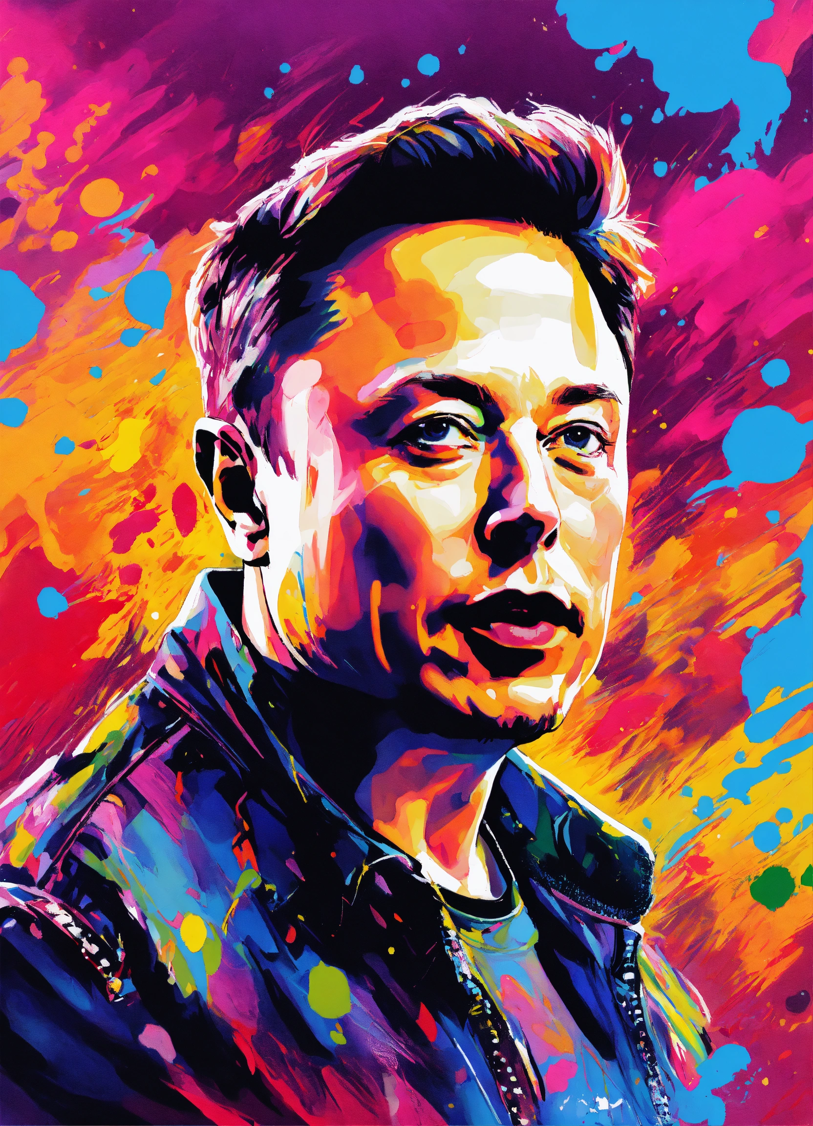 Lexica - A painting of 'Elon Musk' running in a field, trend in behance