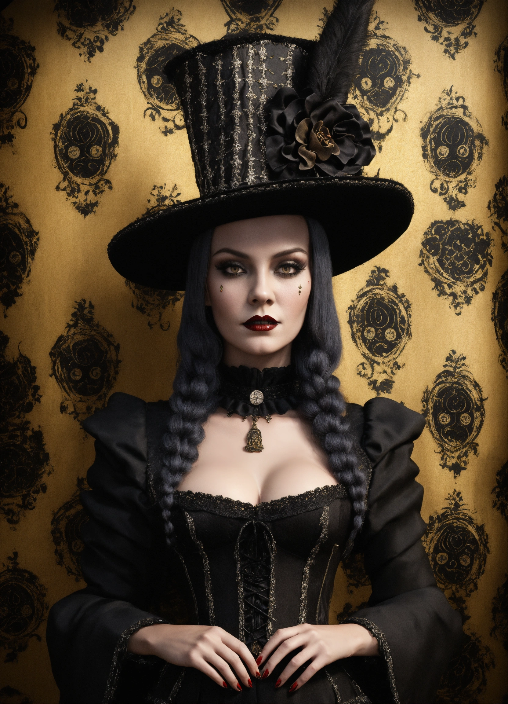Lexica - Spooky Gothic 37 year old version of Wednesday Adams queen of ...