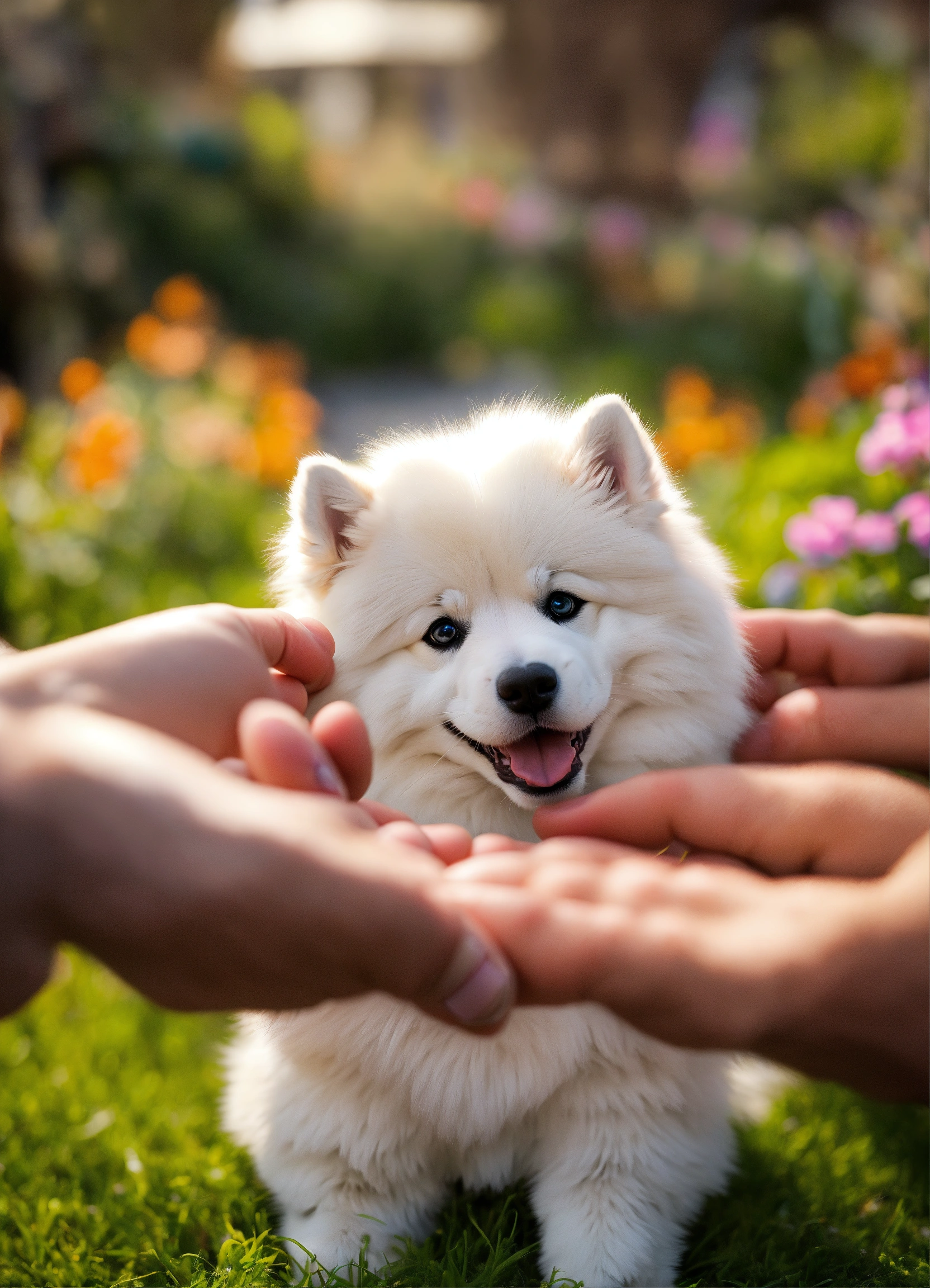 Lexica - A Samoyed dog paw touching the human hand, inspired by Disney ...