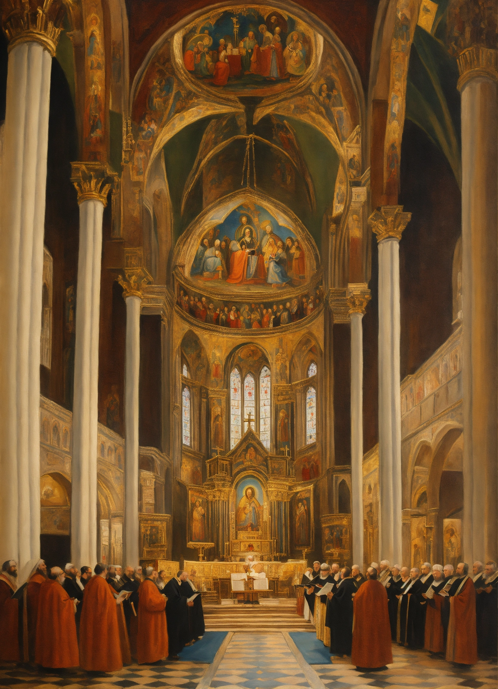 Lexica - A painting of a orthodox choir in a cathedral