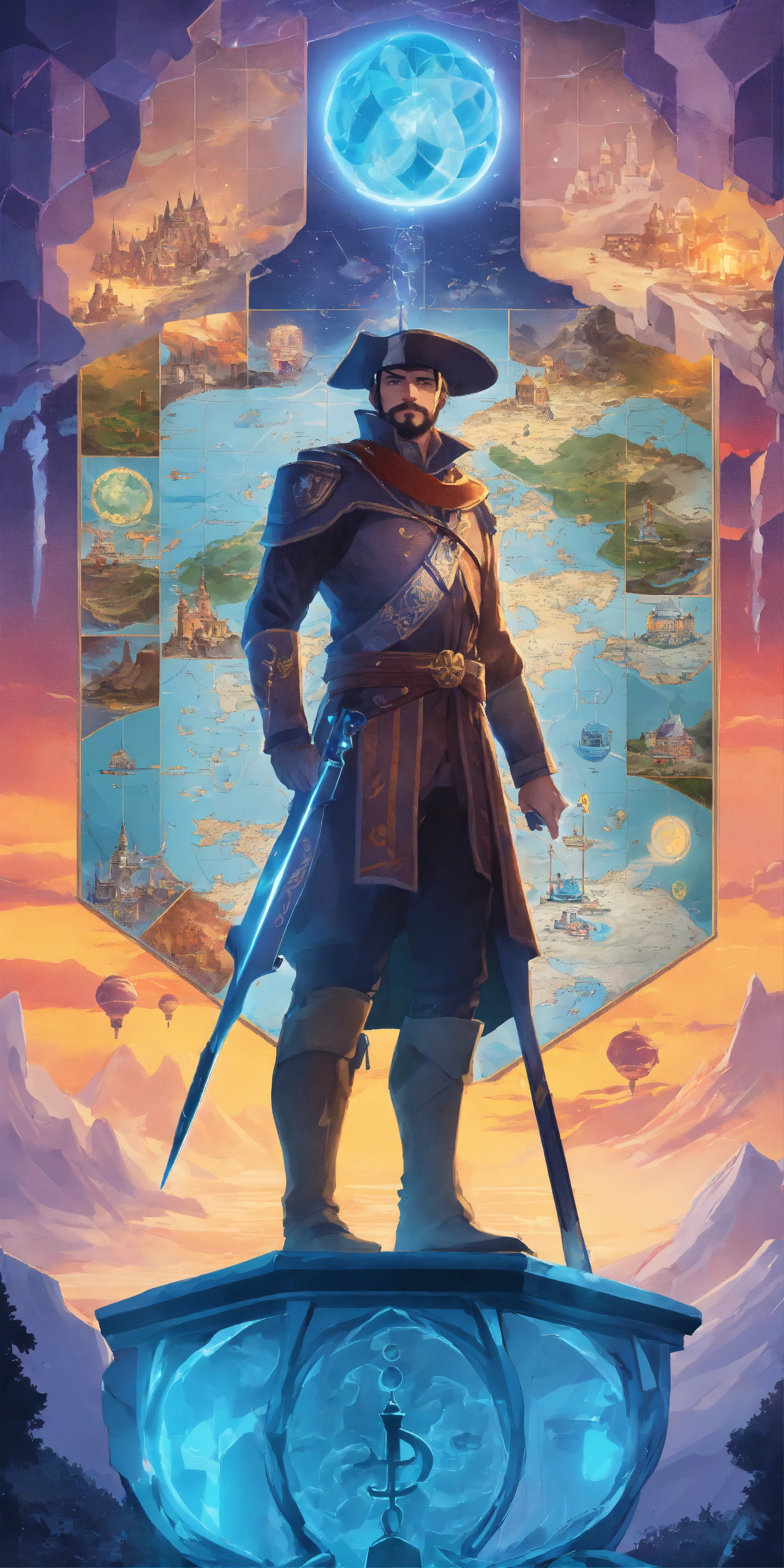Lexica - Illustrate Captain Planner standing tall, his silhouette ...