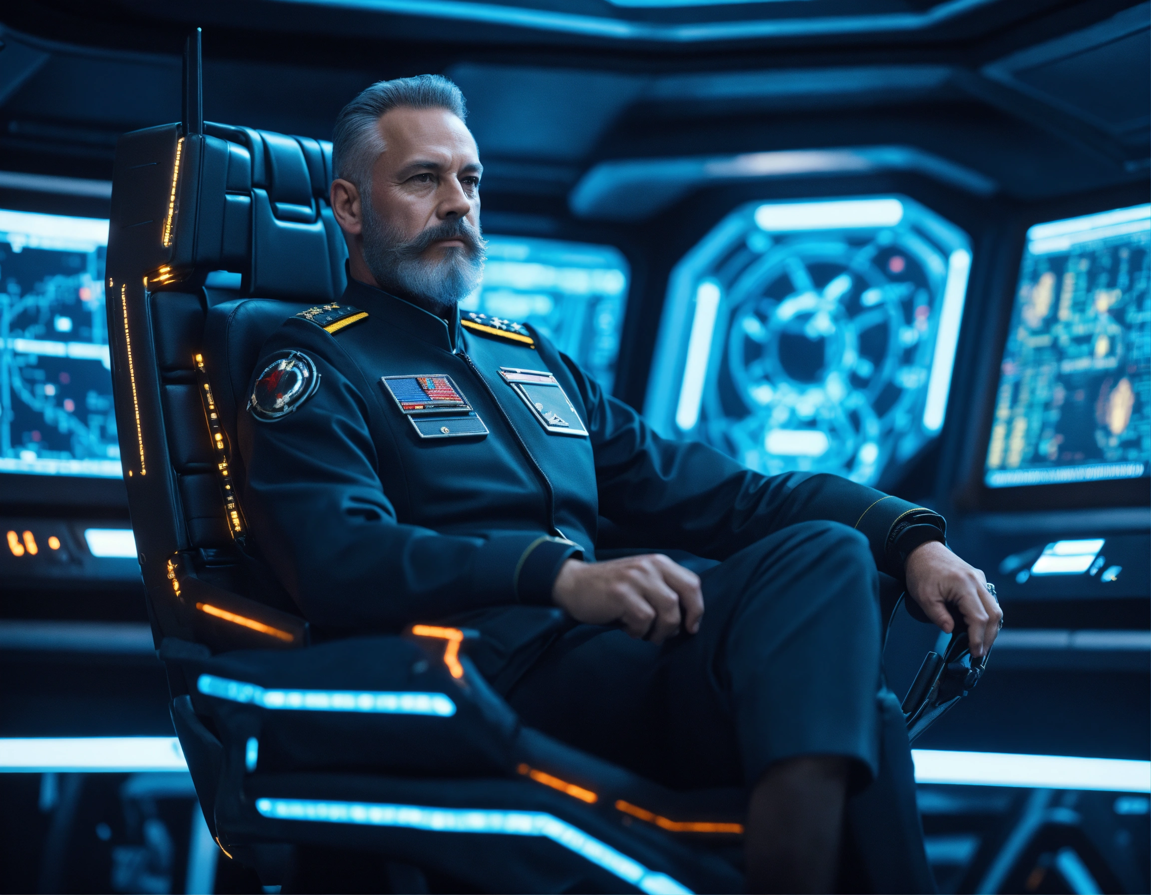 Lexica - 50 year old masculine star commander general with trim beard ...