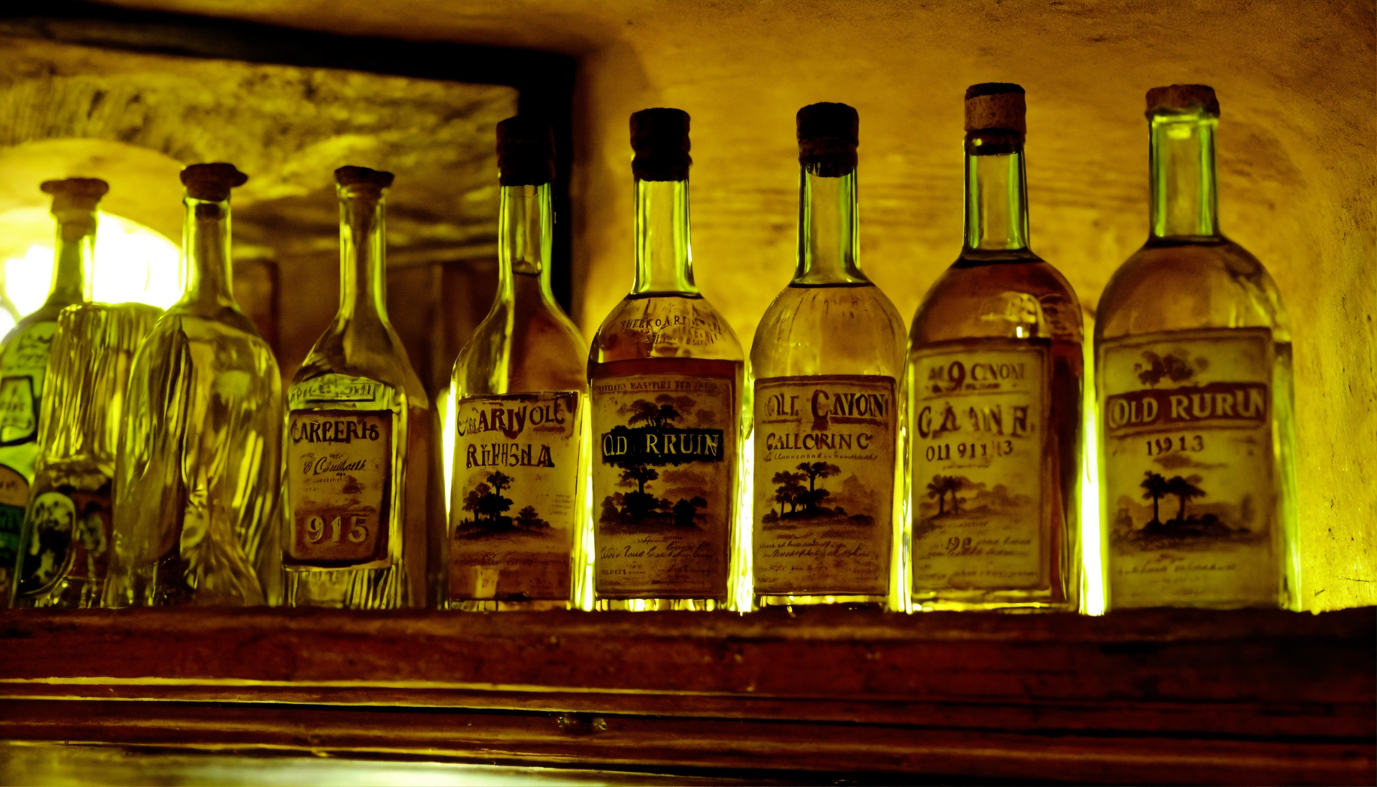 Lexica Old rum bottles vintage exposed CAVE Caroni 1913