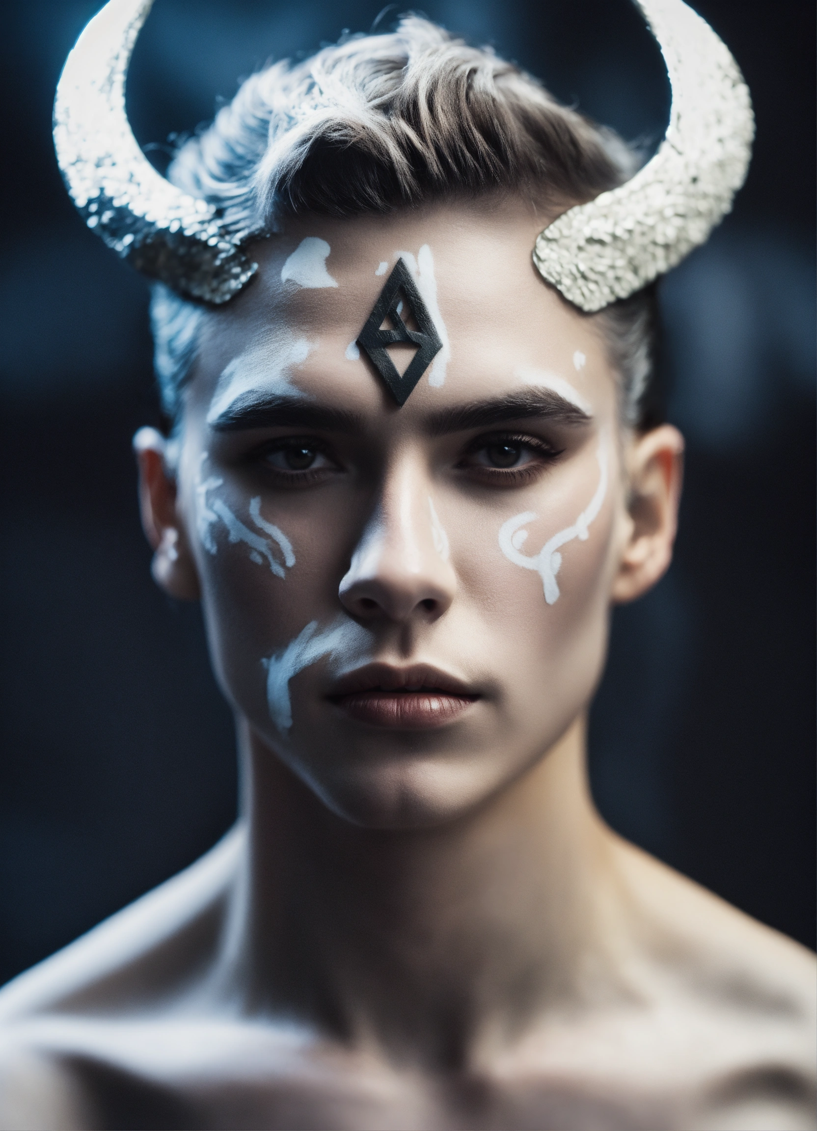 Lexica - Minimal White demonic runes makeup face male