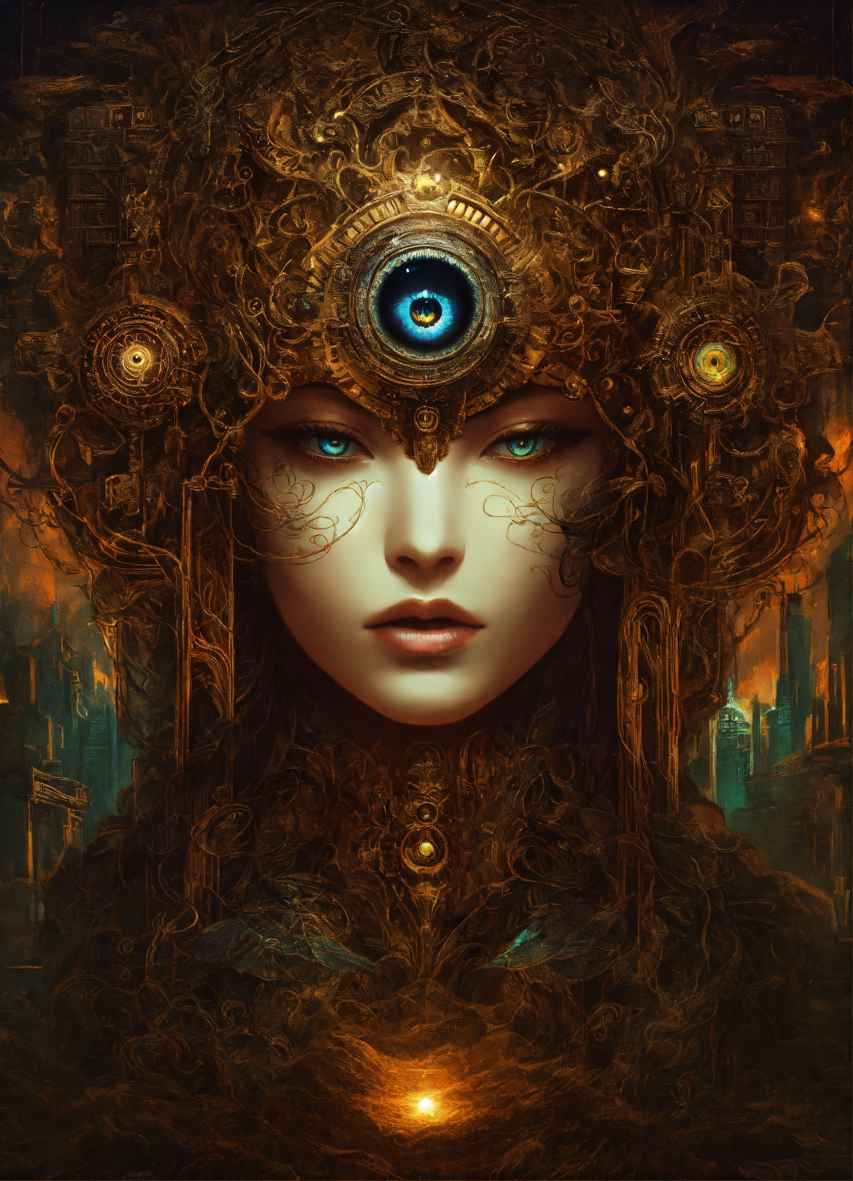 Lexica Electric eye, intricate art, dark fantasy style