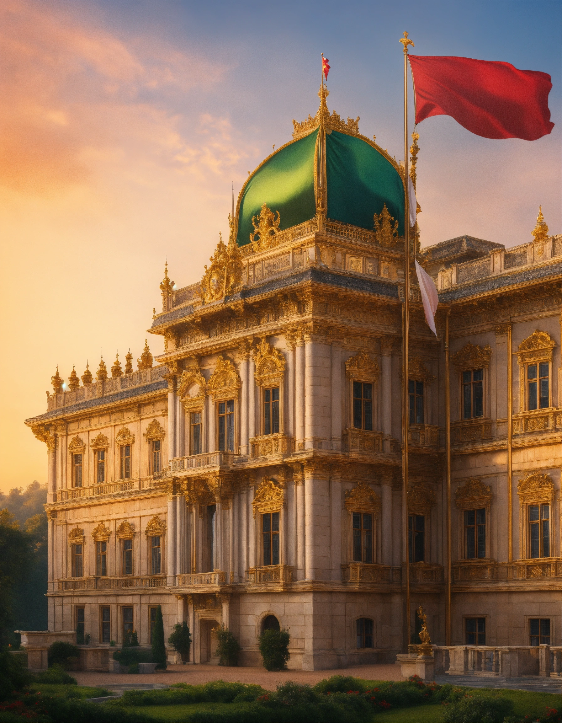 Lexica - A royal palace with a flag