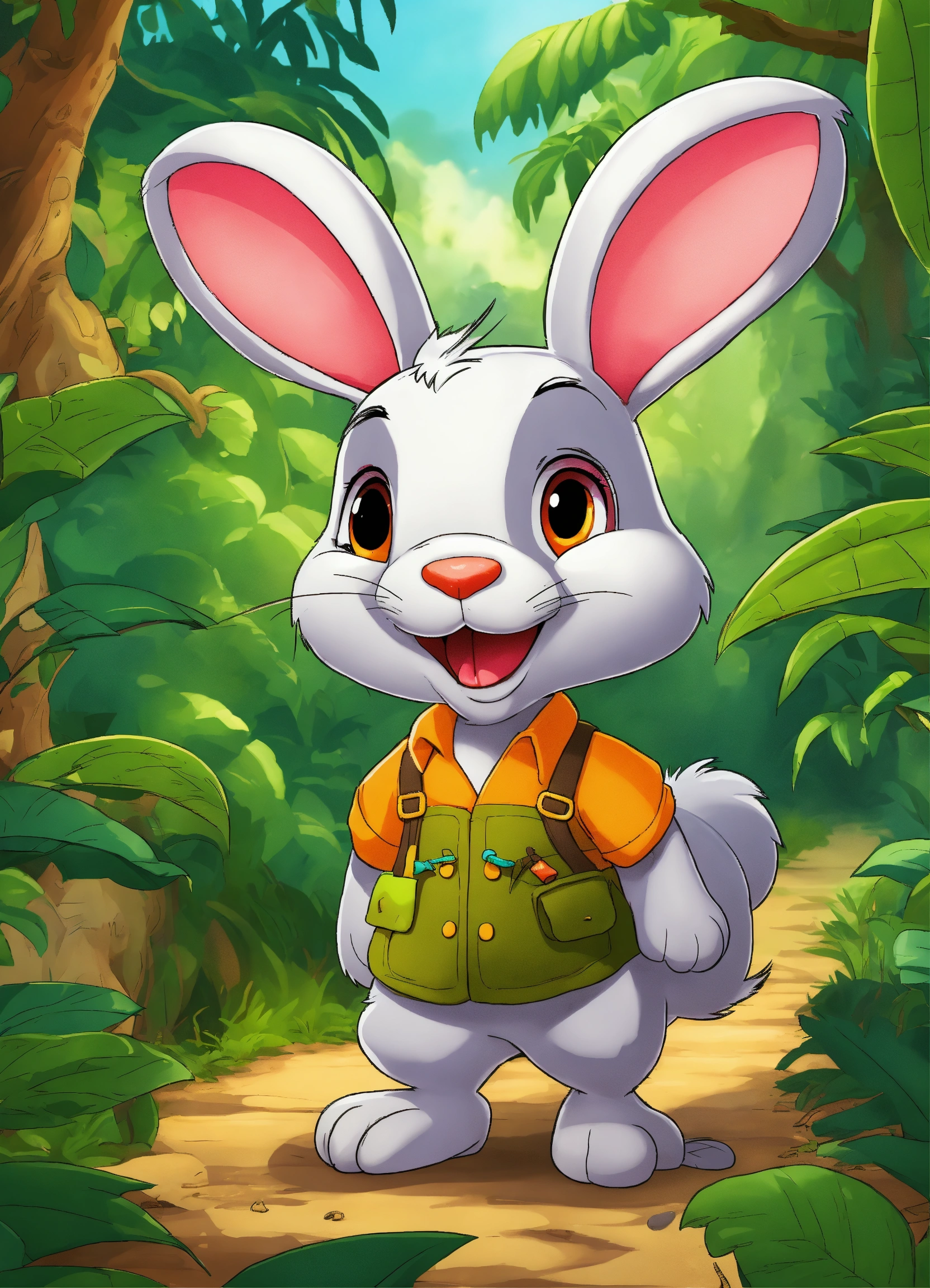 Lexica - Let cartoon big rabbit walk in jungle