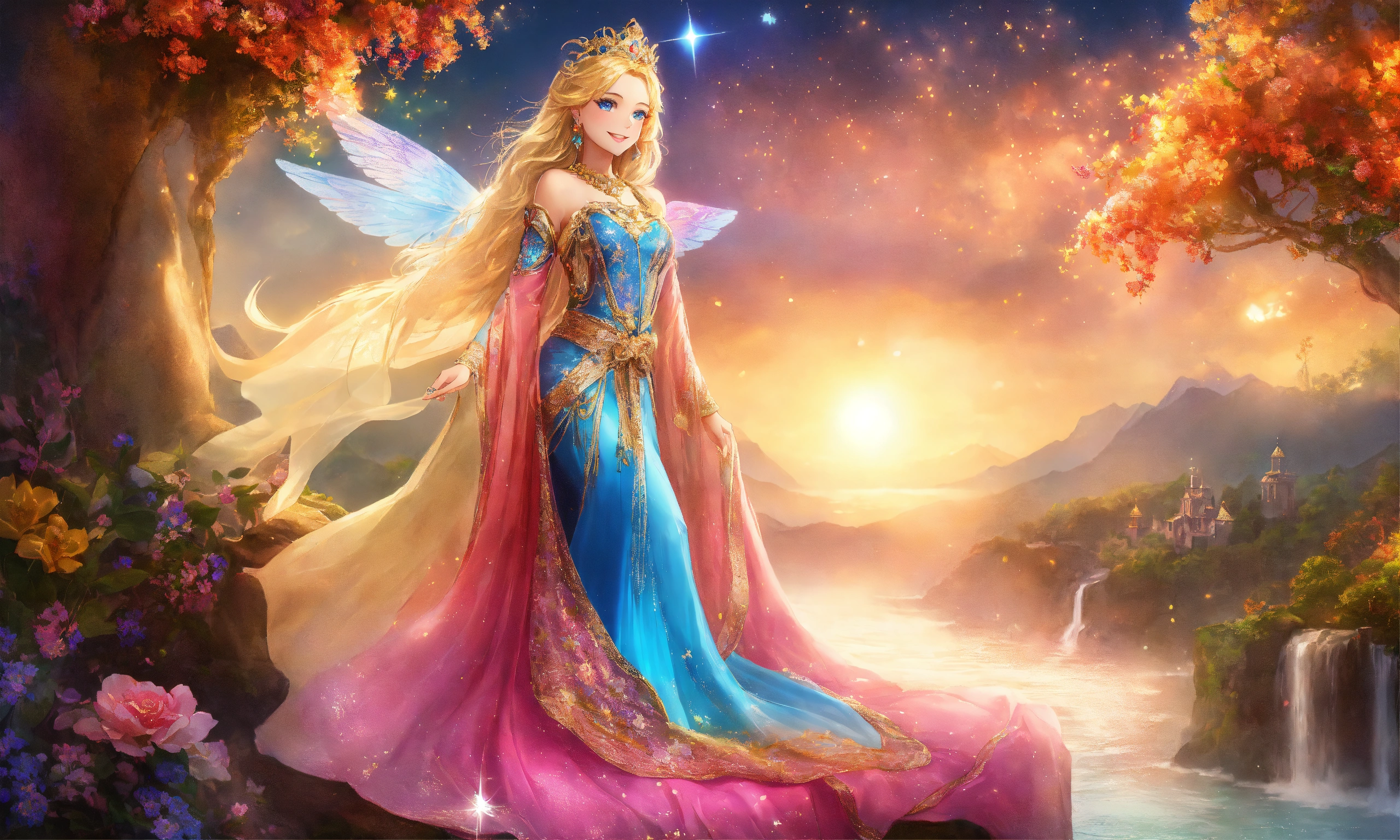 Lexica - Beautiful princess of the stars smiling blonde with blue eyes ...