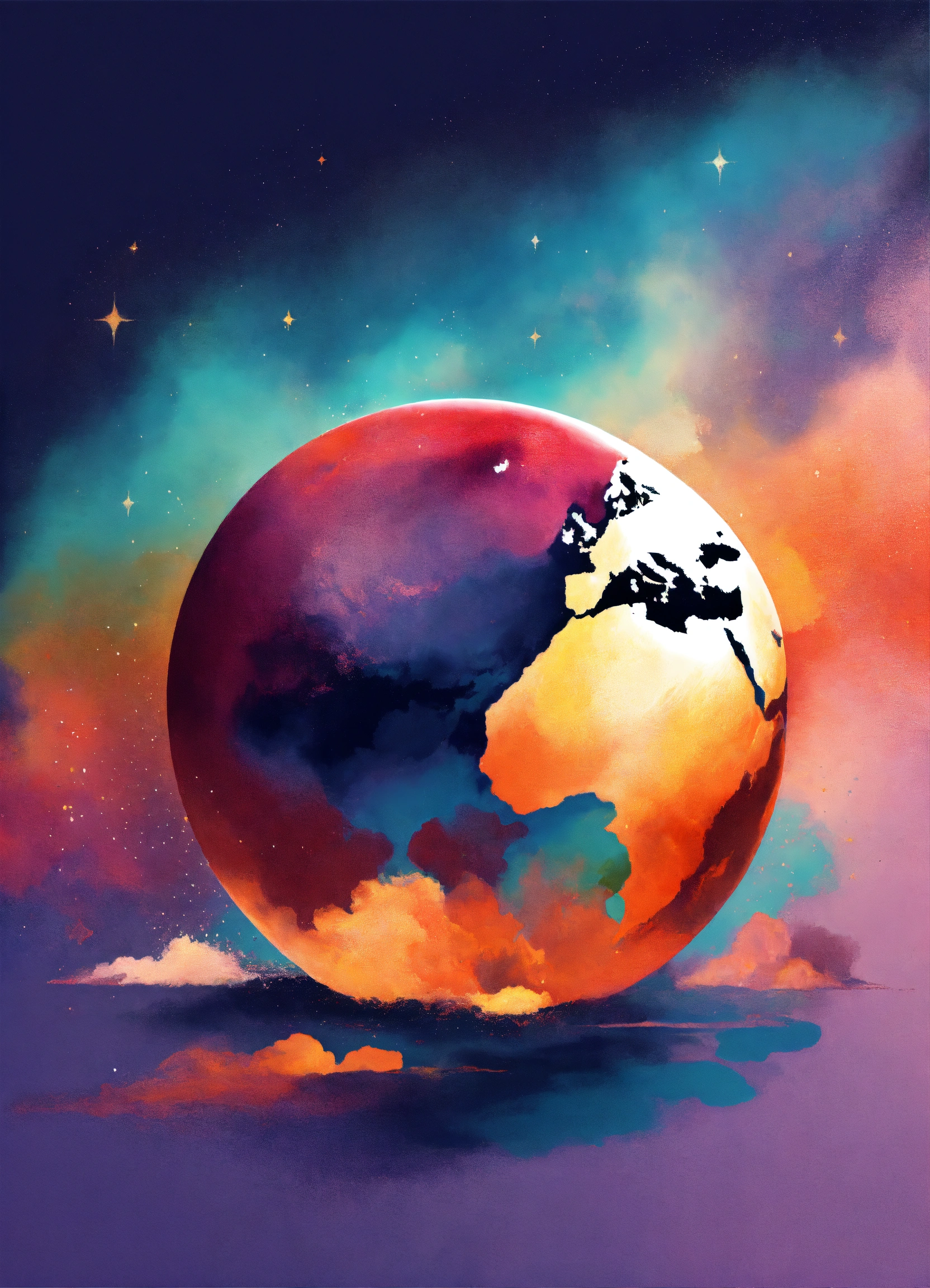 Lexica - An illustration painting with bright colors of earth on a