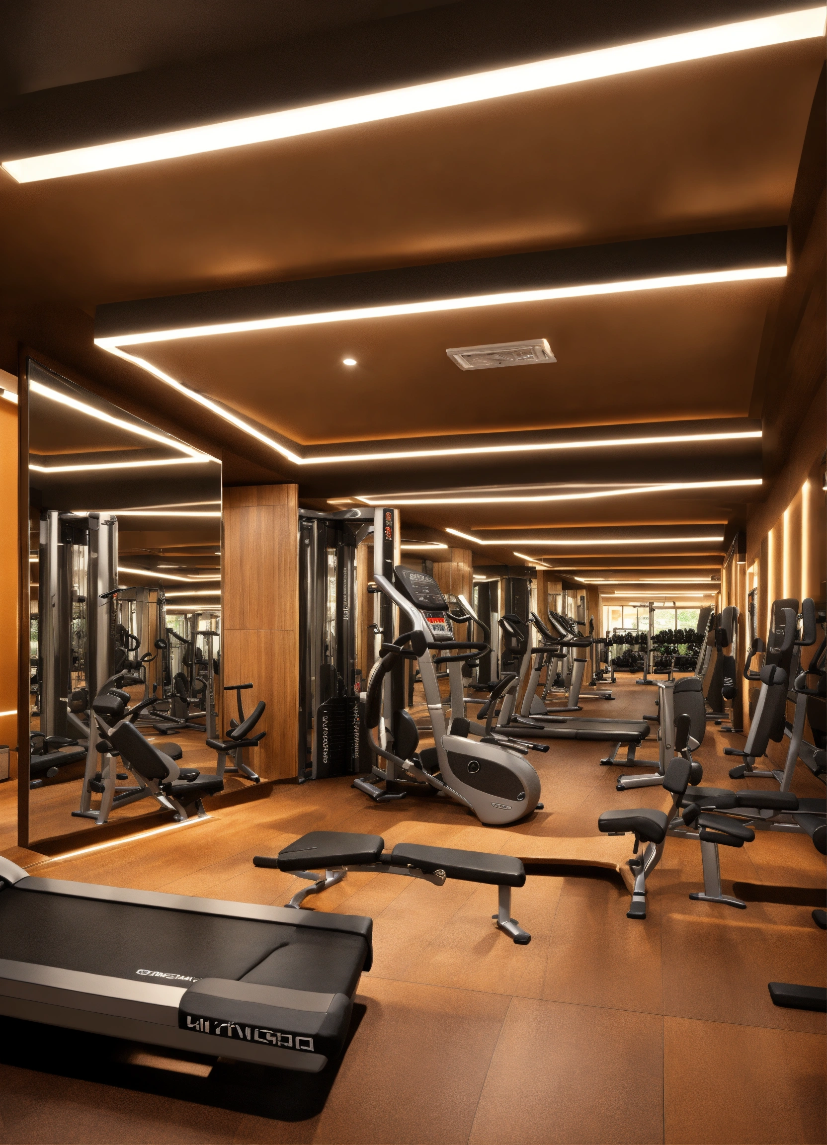 Lexica - Design of a gym with all heavy equipments and mirrors and good ...