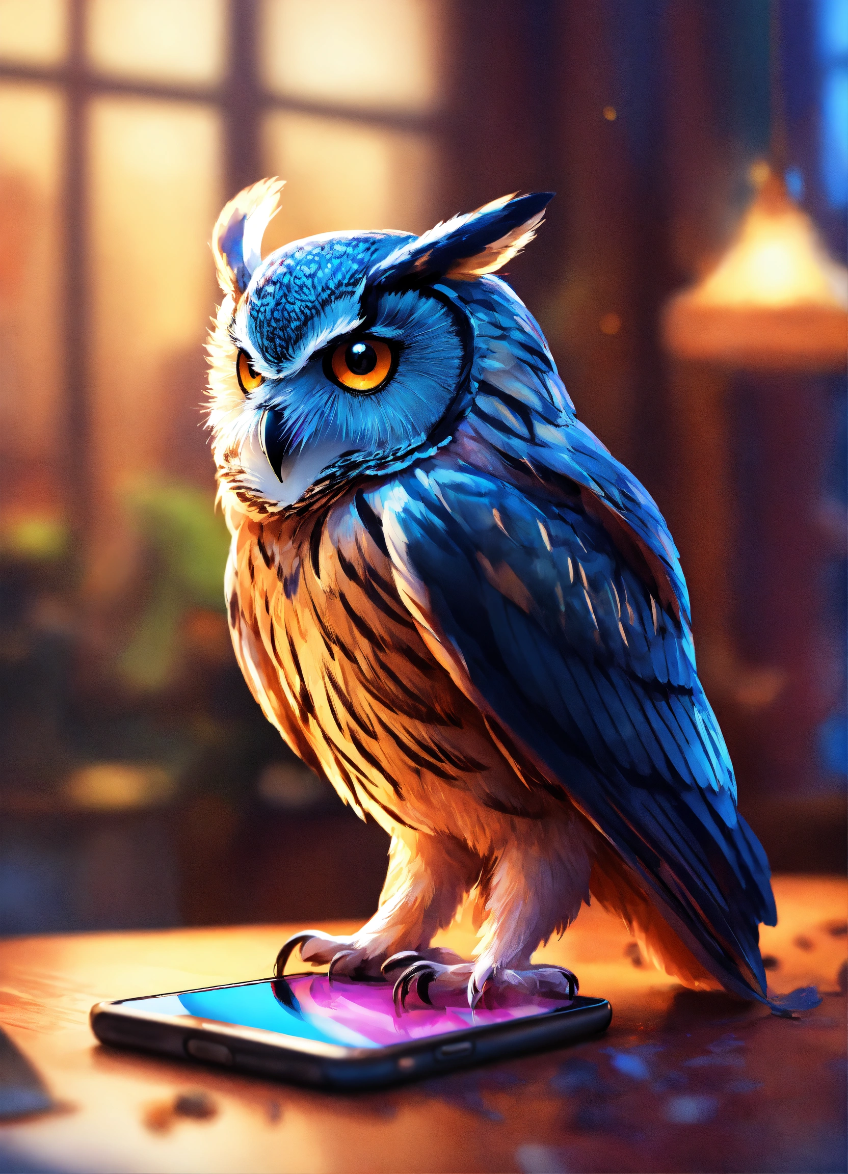 Lexica - Owl looking at a phone, elegant, digital painting, sharp focus ...