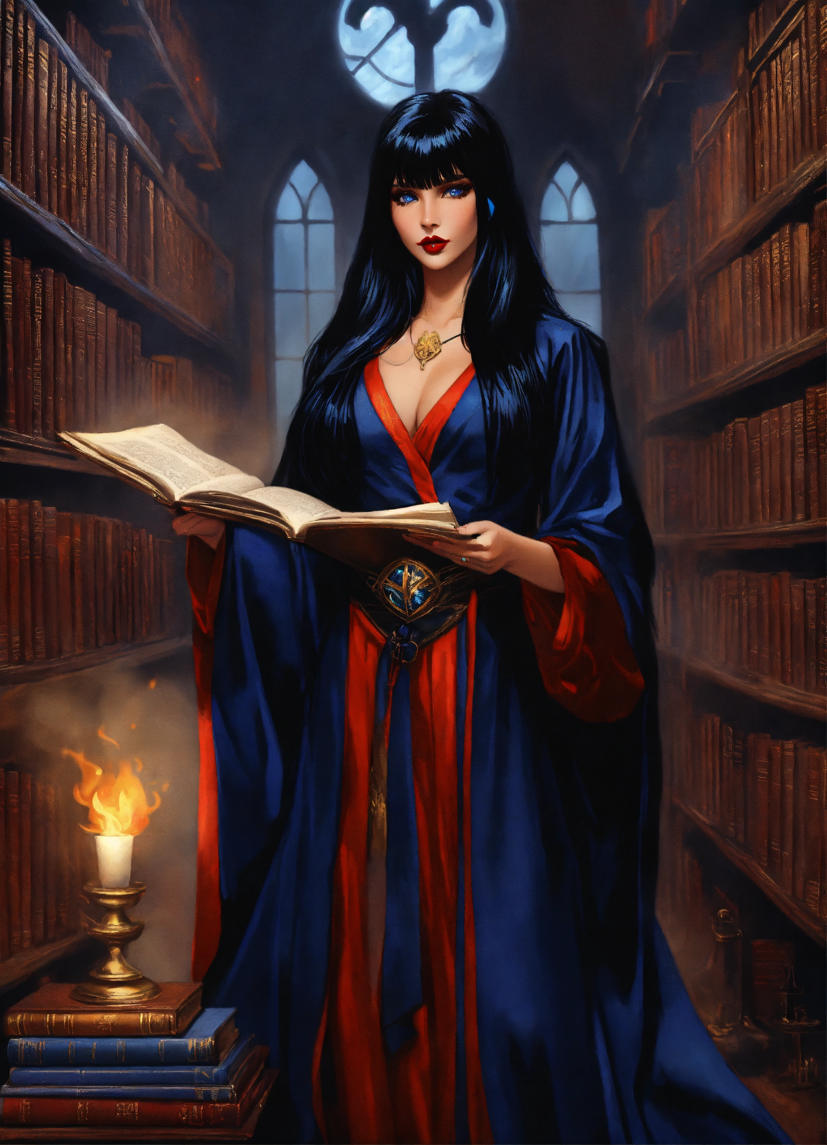 Lexica - 8k,fantasy art, female warlock, black embroidered silk robes ...