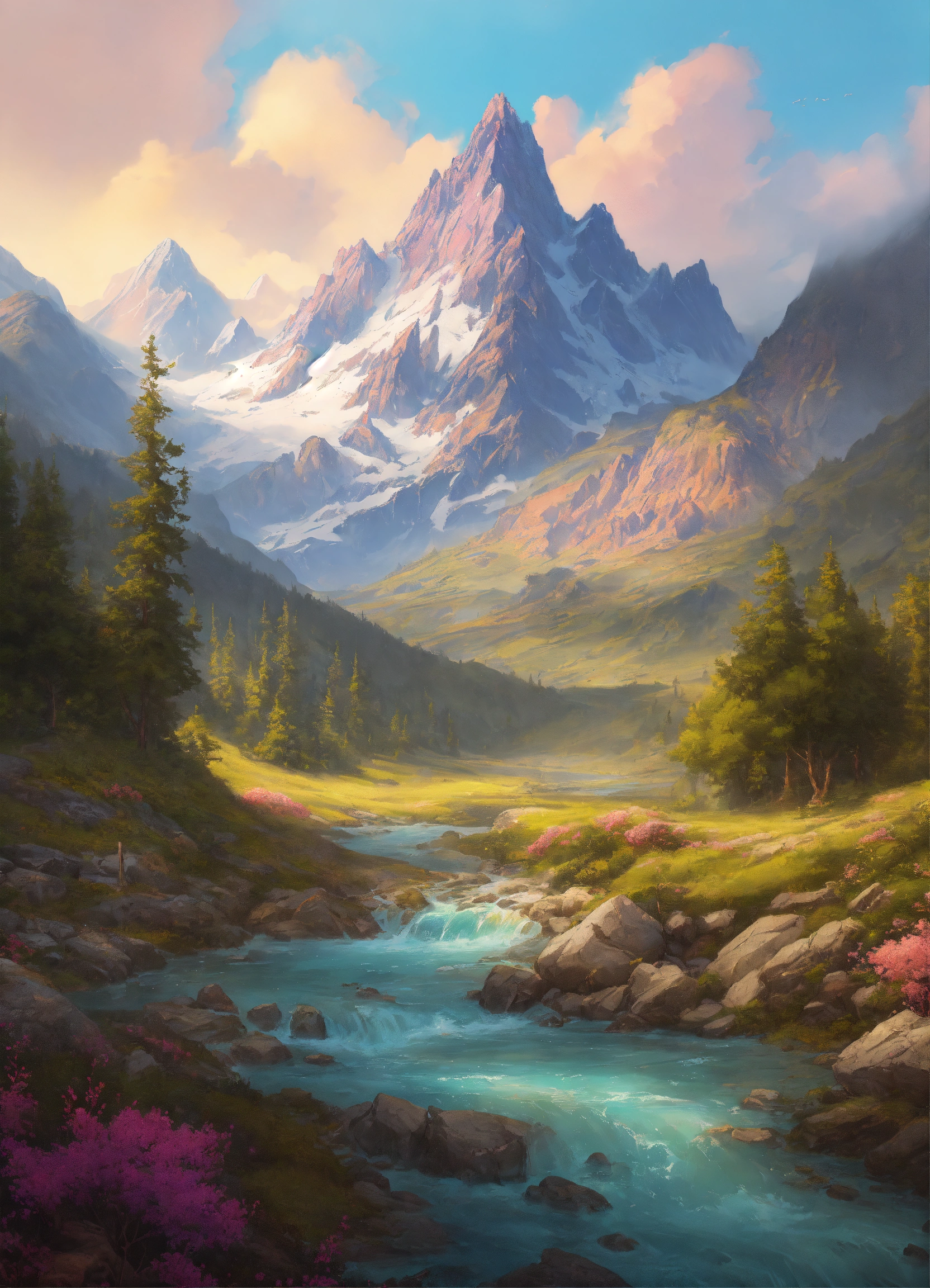 Lexica - Image of a medieval landscape with a large mountain in the ...