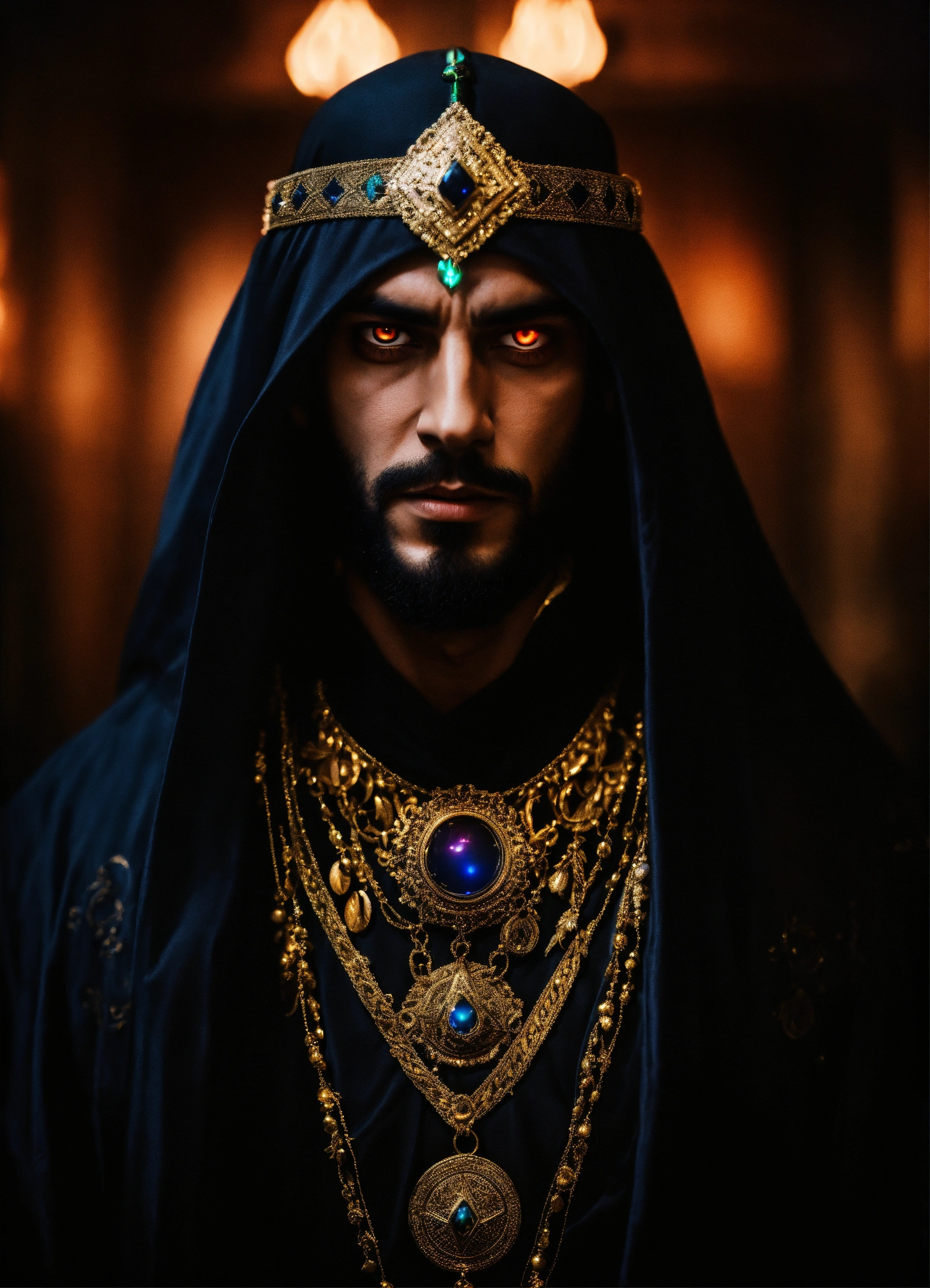 Lexica - Dark, mysterious and dramatic headshot of a handsome Arabic ...