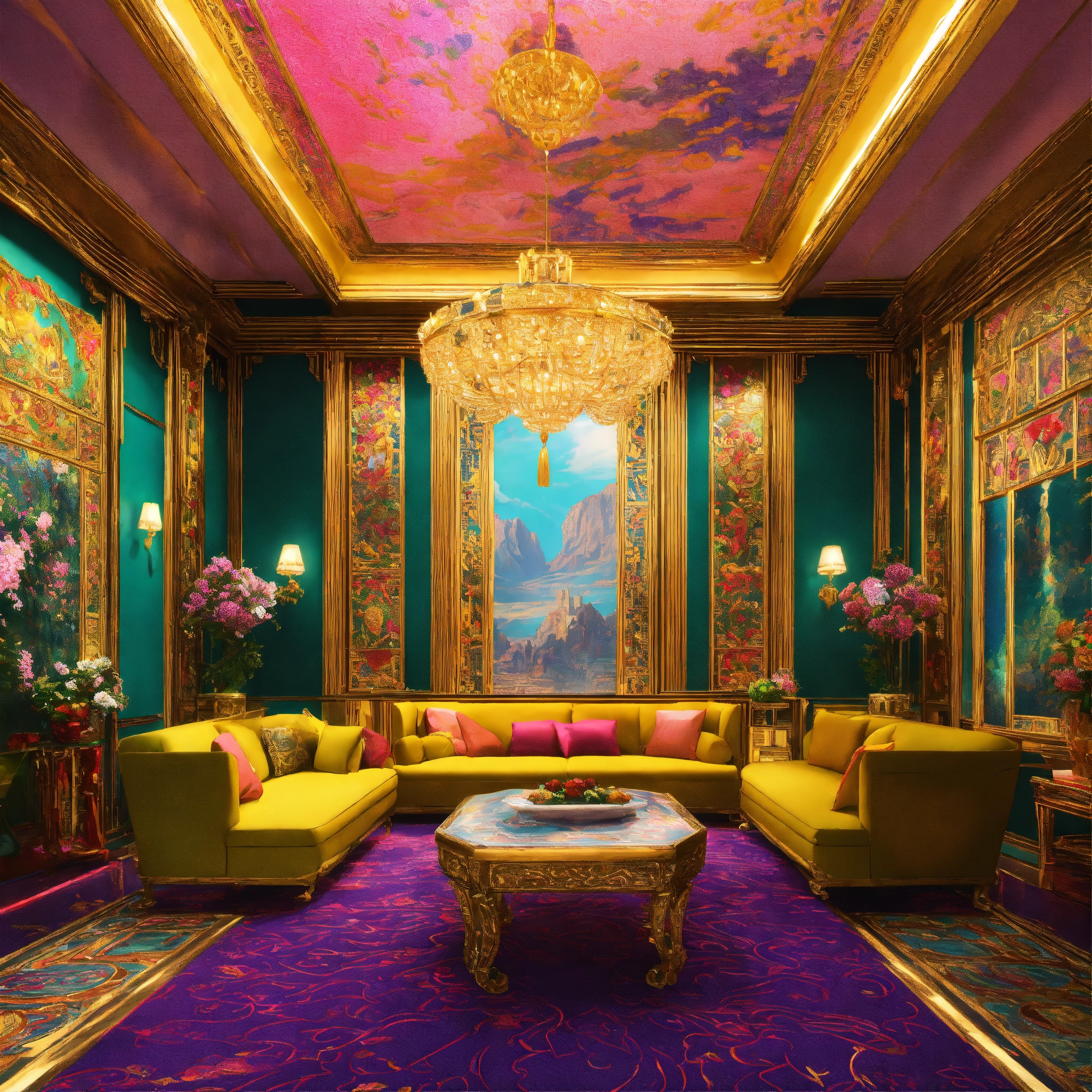 Lexica - Futuristic magnificent Chinese palace interior sitting room ...