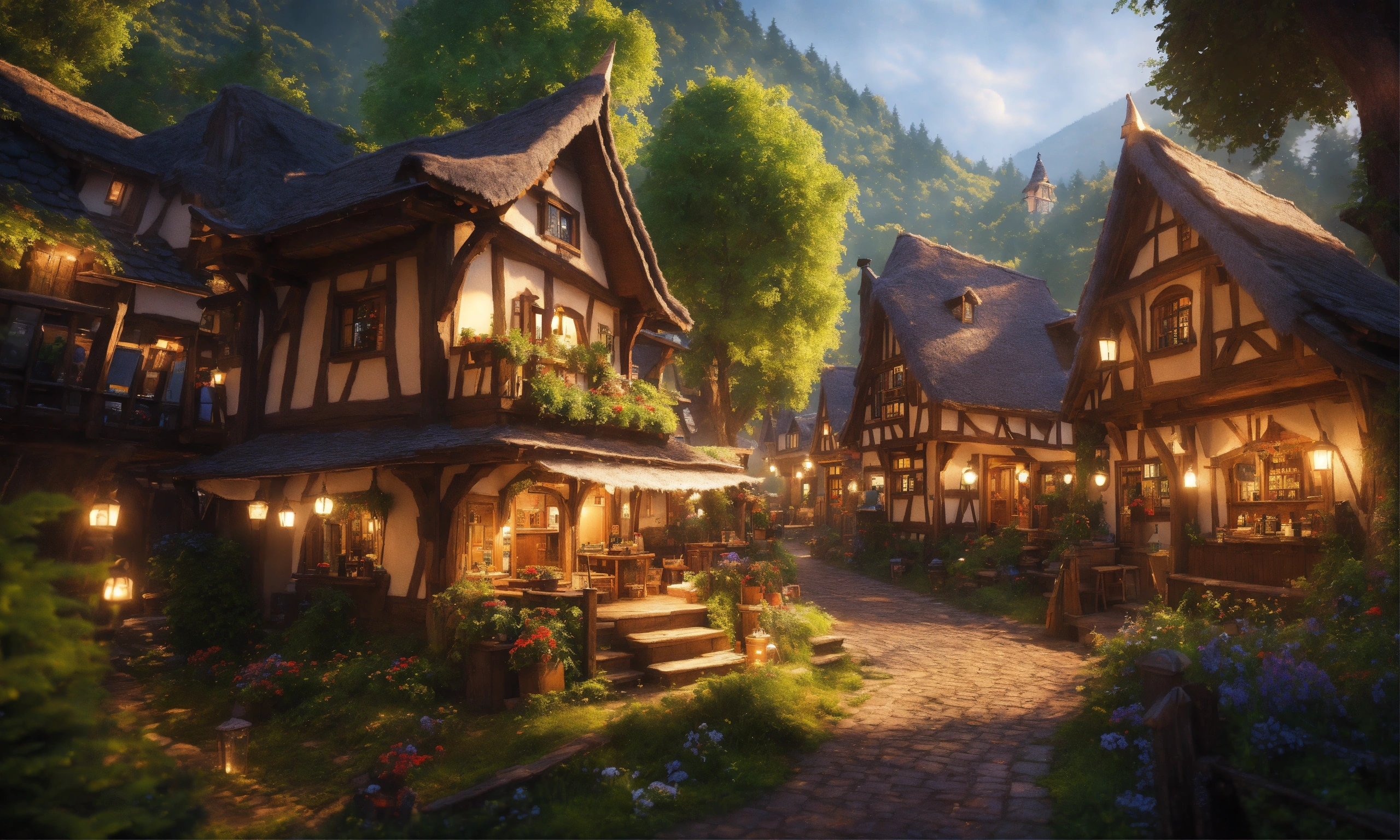 Lexica - Epic shot of ultra detailed and cozy elves city with some half ...