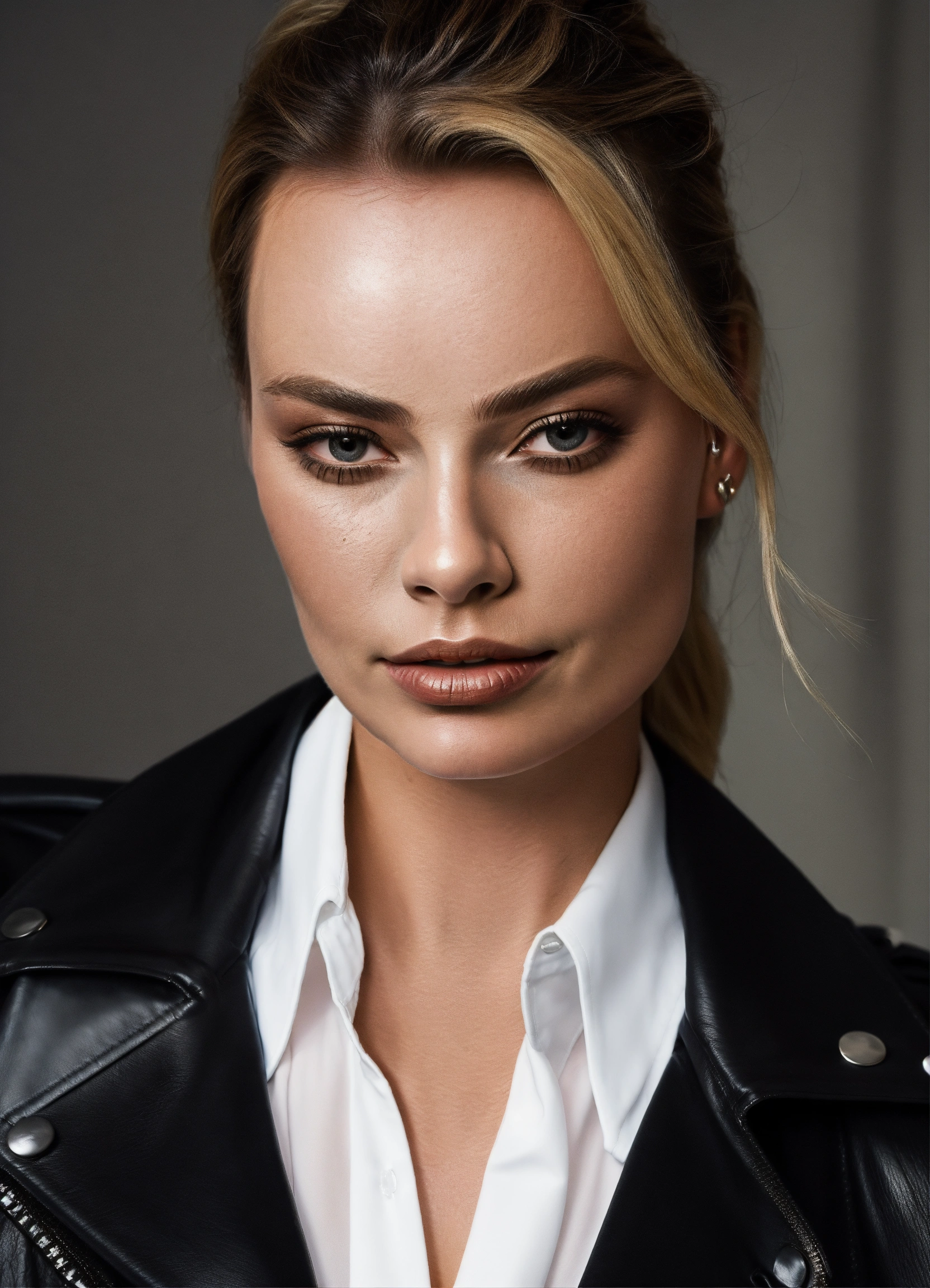 margot robbie leather jacket