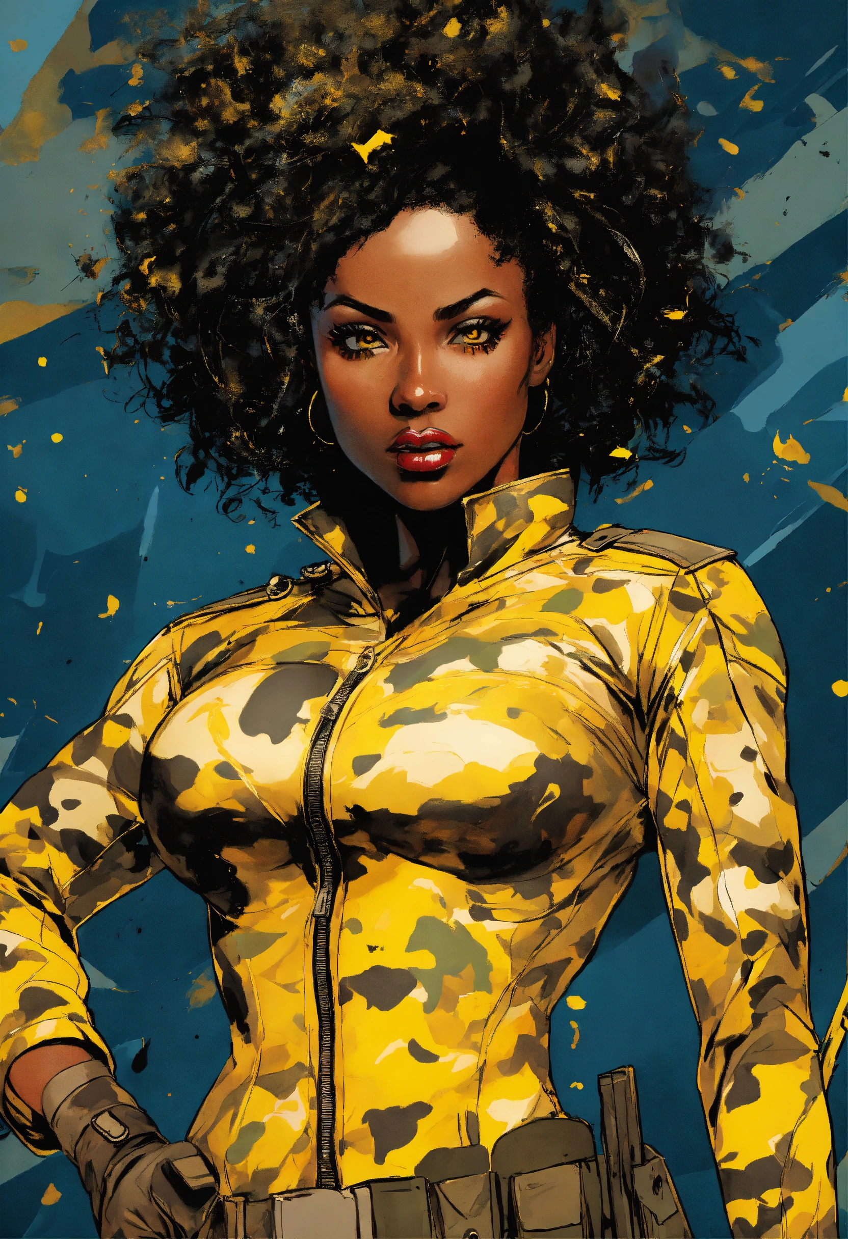 Lexica - Beautiful African American female superhero, action pose ...