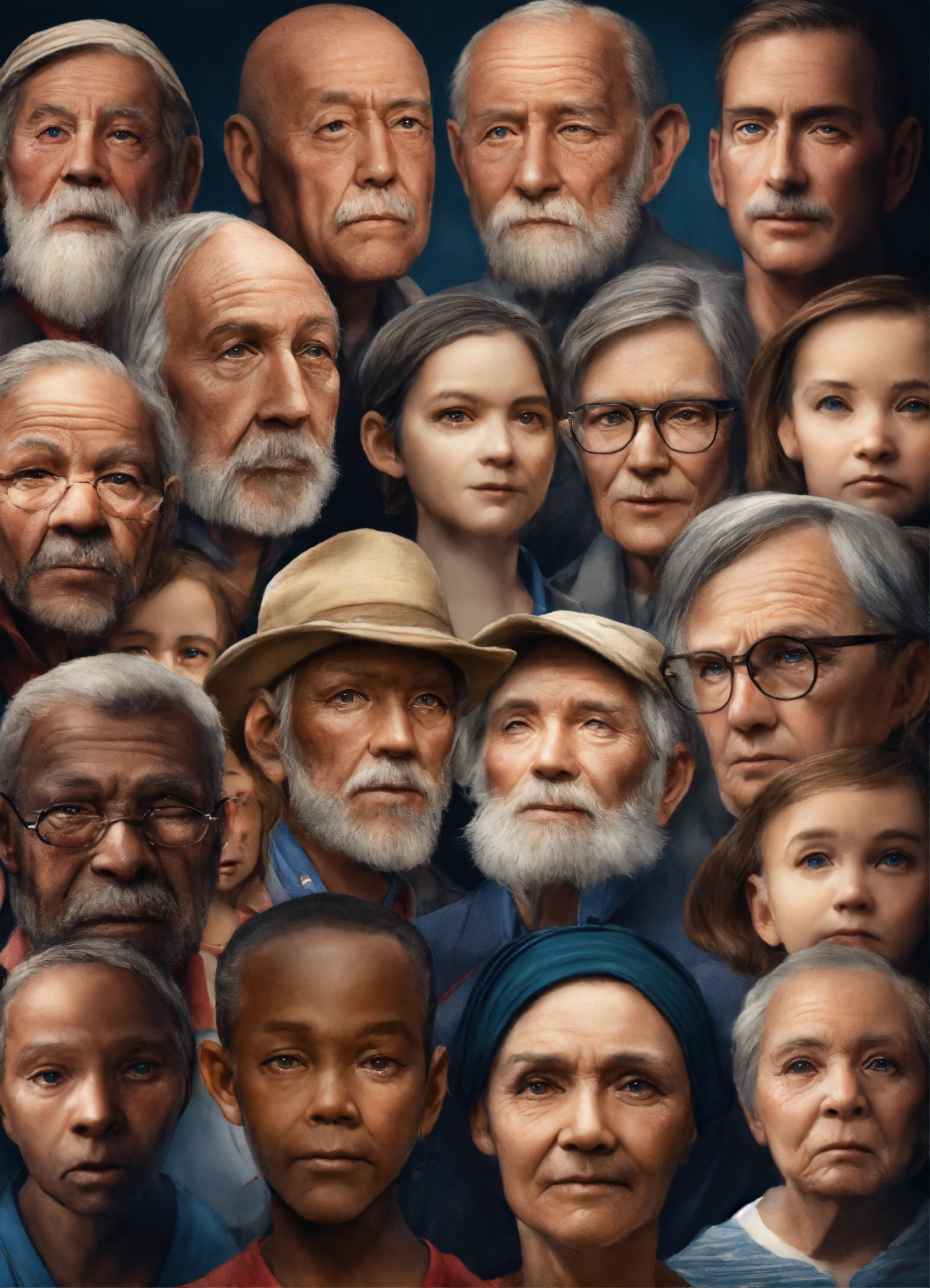 Lexica - Many national, many faces together , man , women, children ...