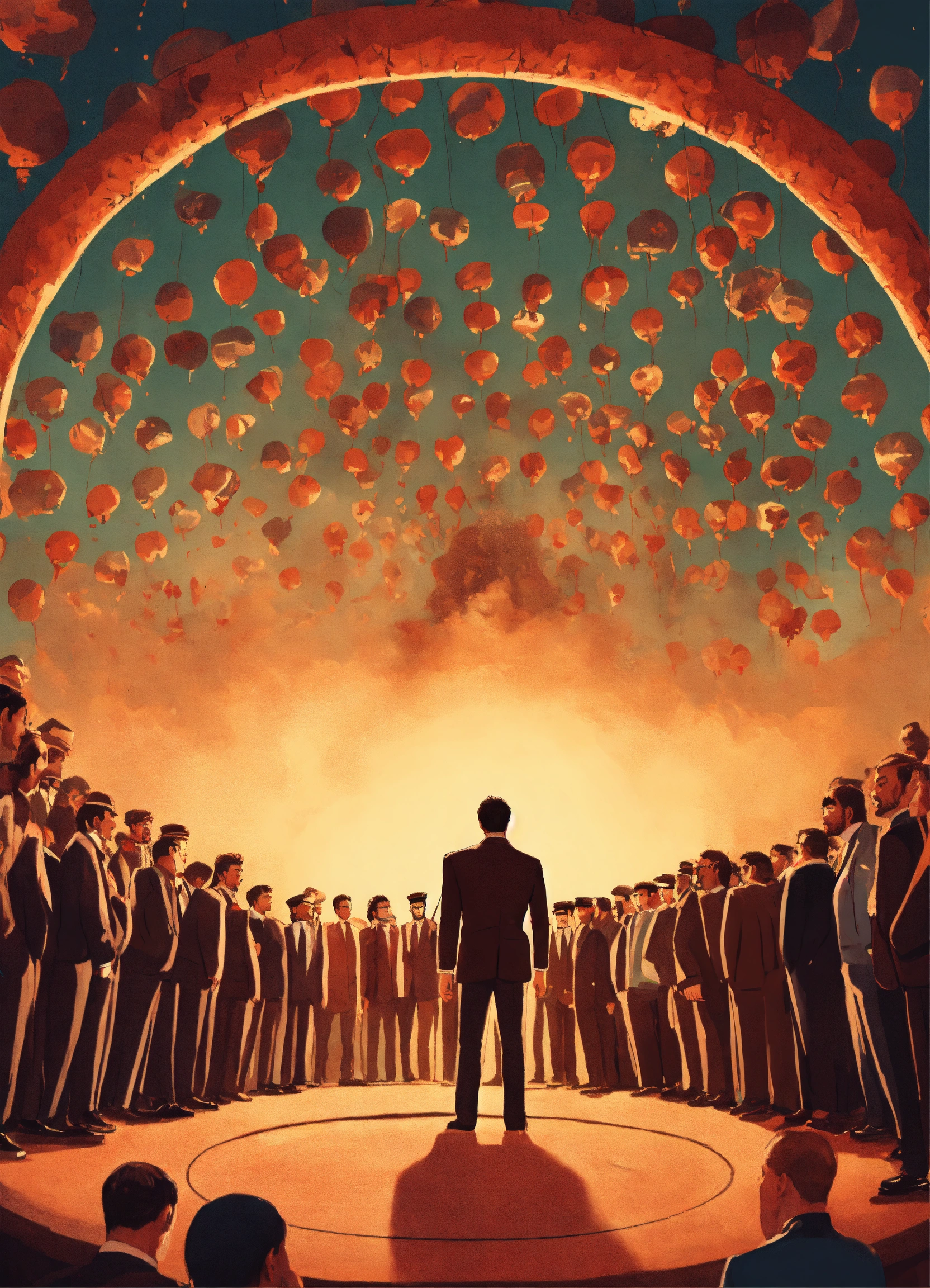 Lexica - A lone man getting surrounded by an angry mob of men in a ...