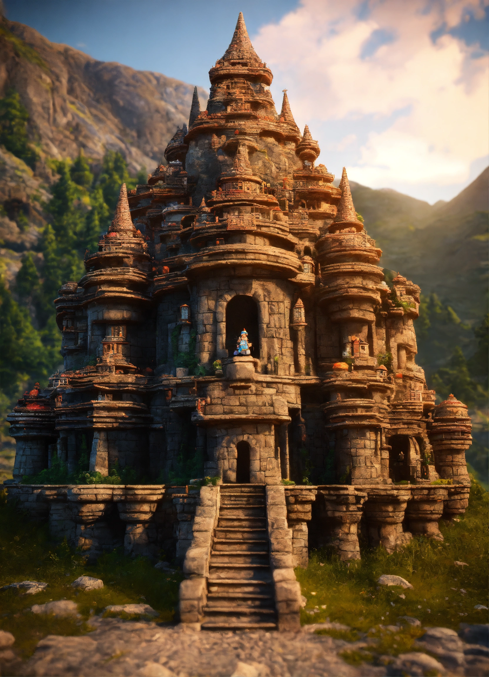 Lexica - An ancient stone castle gnome temple sculpture in the style of ...