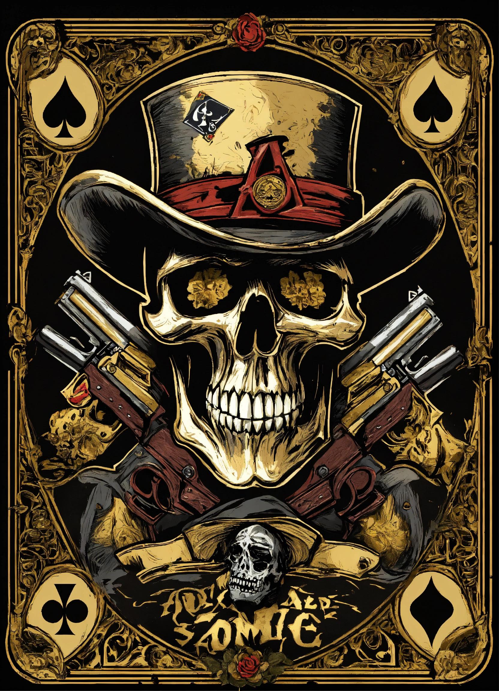 Lexica - Zombie ace of spades with confederate hat on his head and colt ...