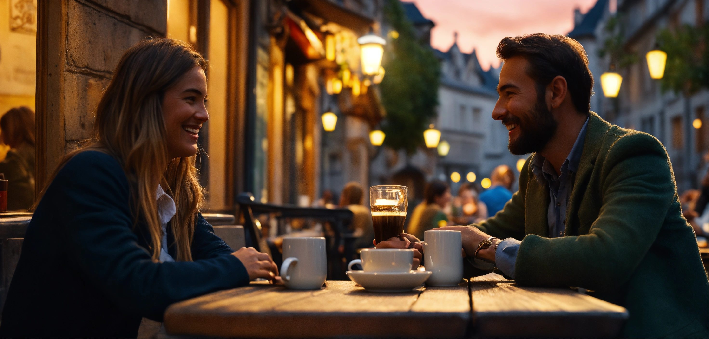 Lexica - Cinematic shot of man and woman, friends or acquaintances ...