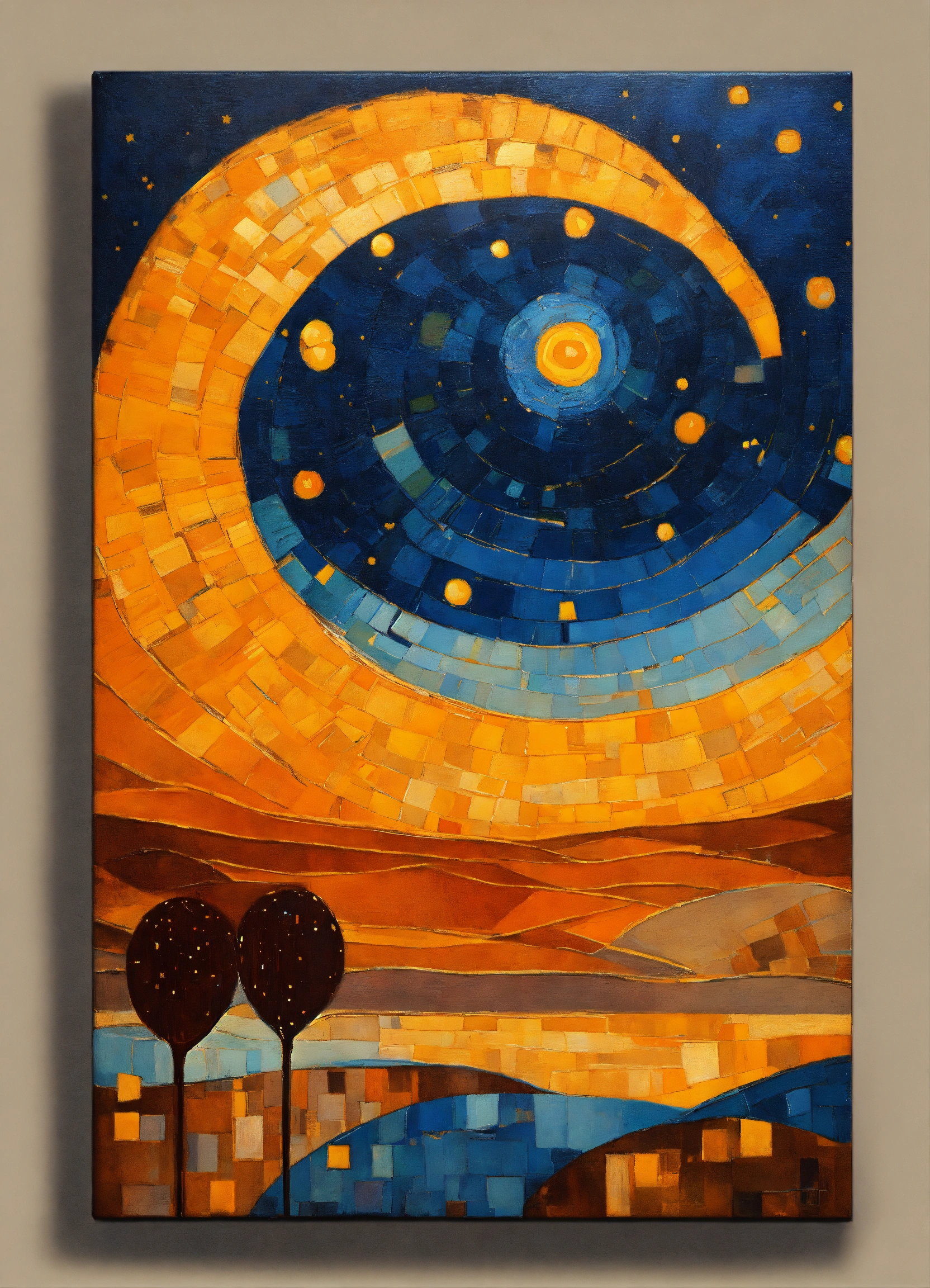 Lexica - Abstract and minimalist oil painting of a beautiful and starry ...