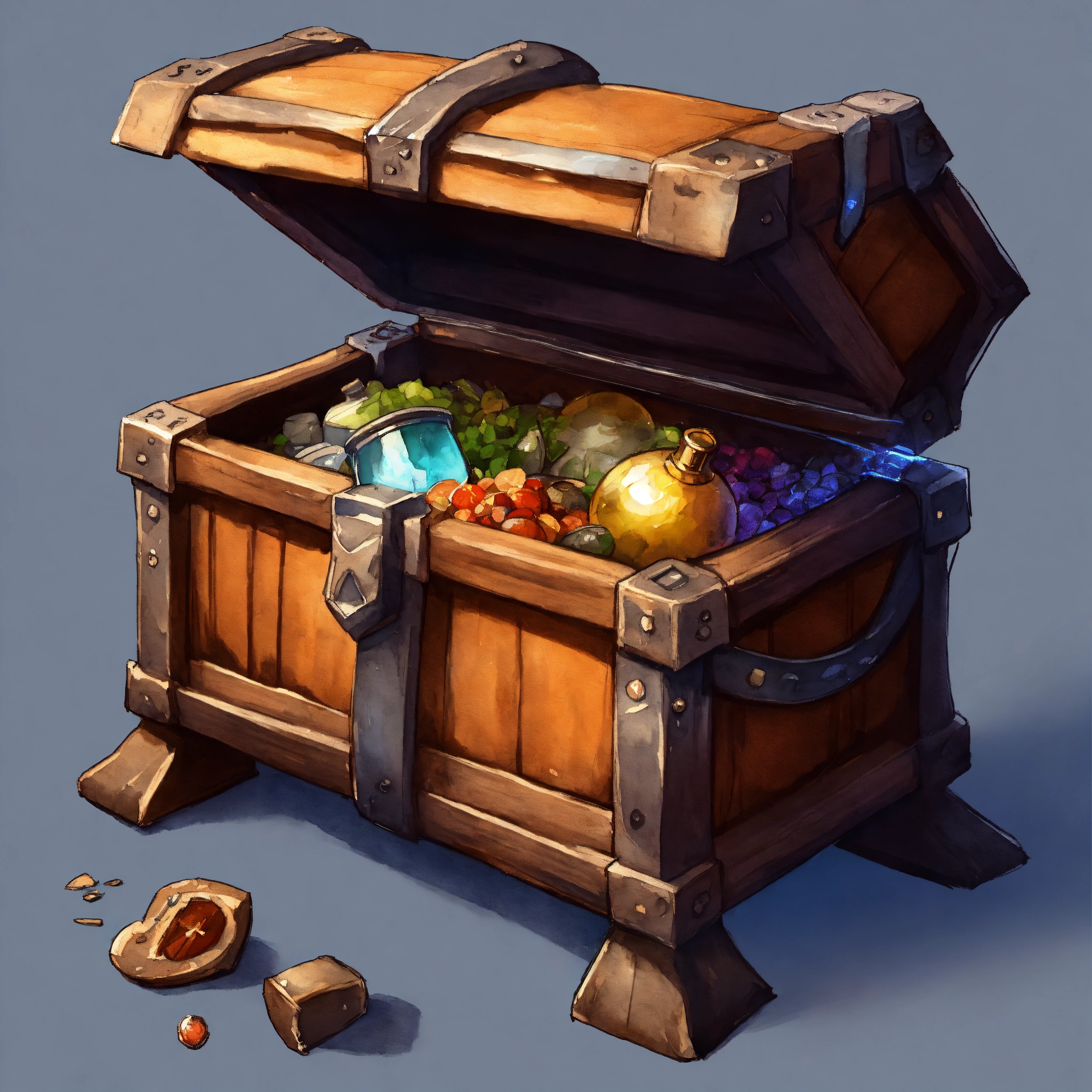 Lexica - Box with junk and trant, fantasy medieval, game icon, fantasy ...