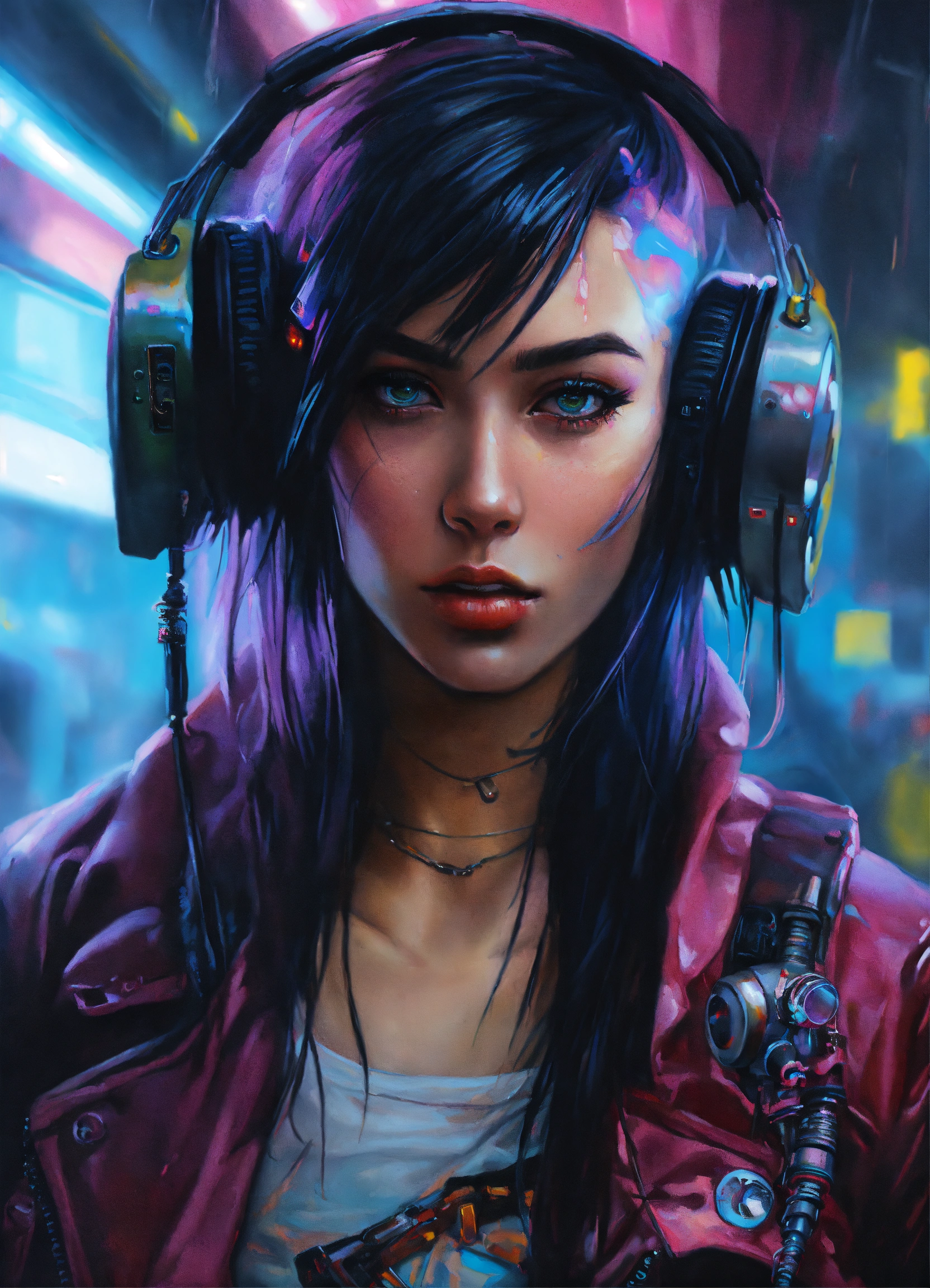 Lexica - Cyberpunk bad girl hyper realistic oil painting style