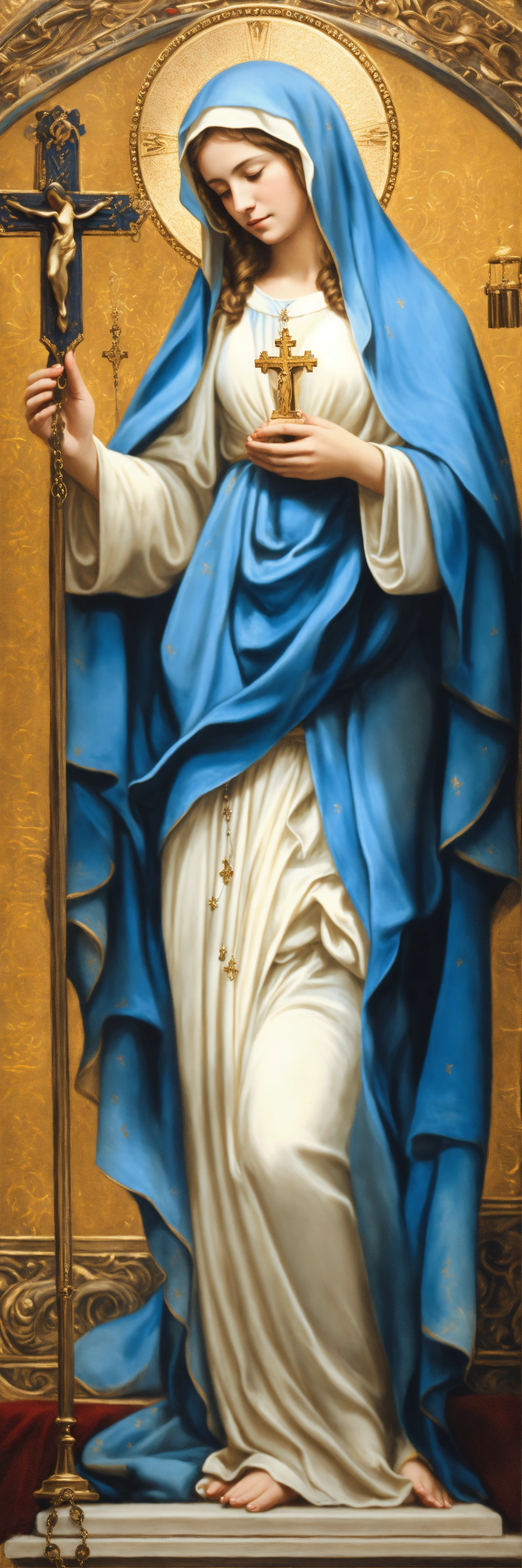 Lexica A Serene Portrait Of Virgin Mary Cloaked In A Heavenly Blue 