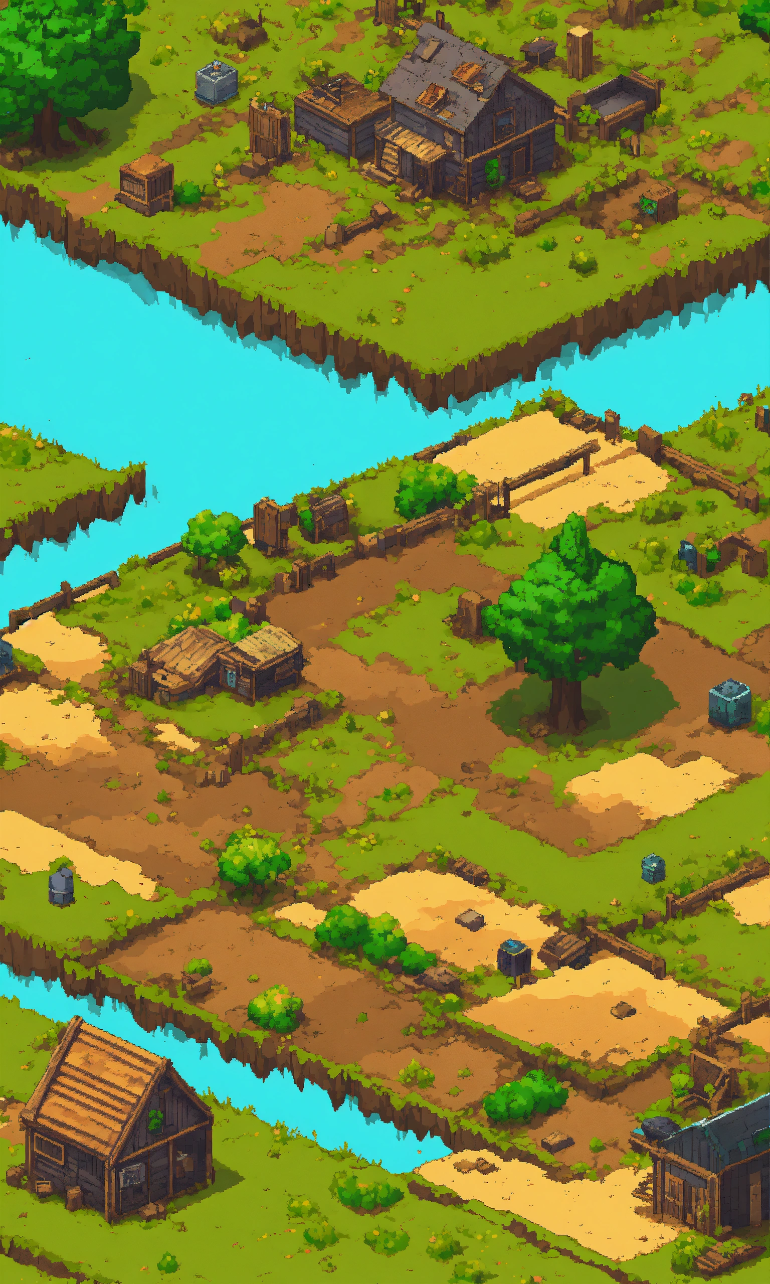 Lexica - 2d isometric Post apocalyptic empty plain landscape background ...