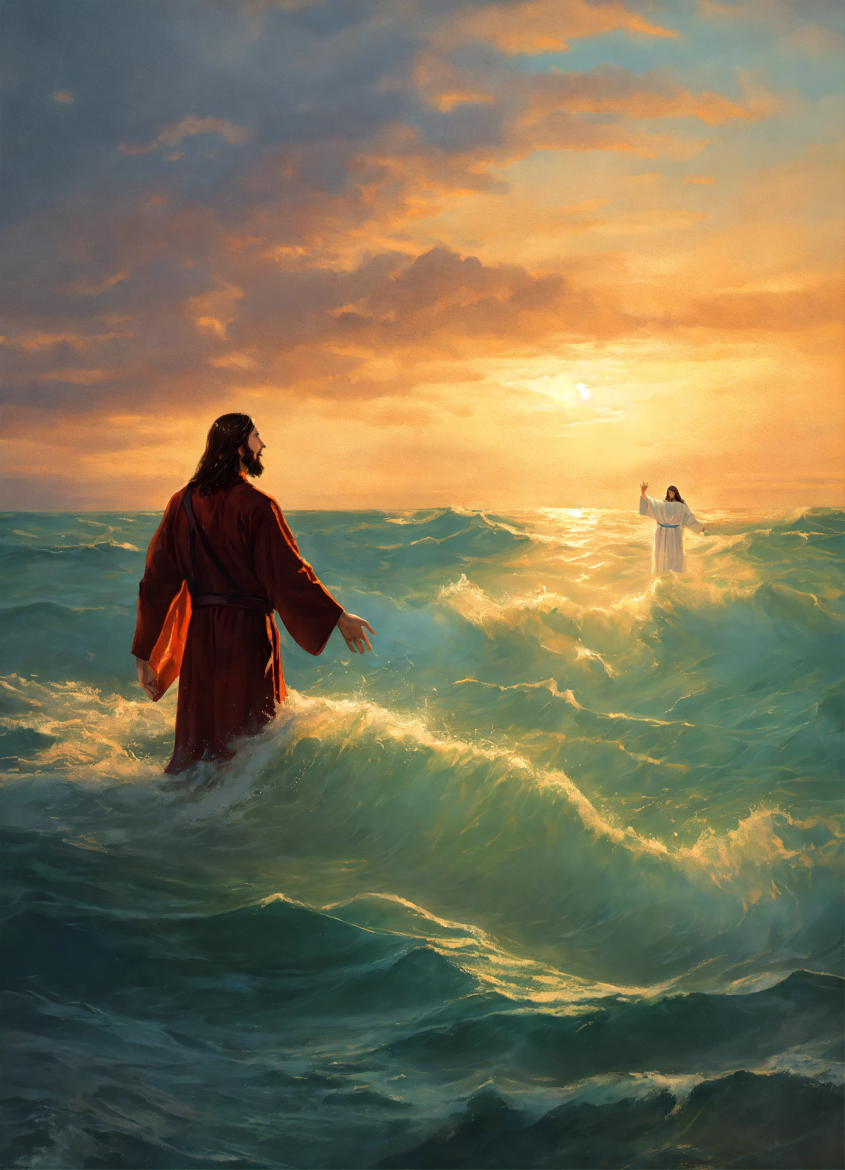 Lexica - Jesus gives his hand to man drowns in sea and saved him