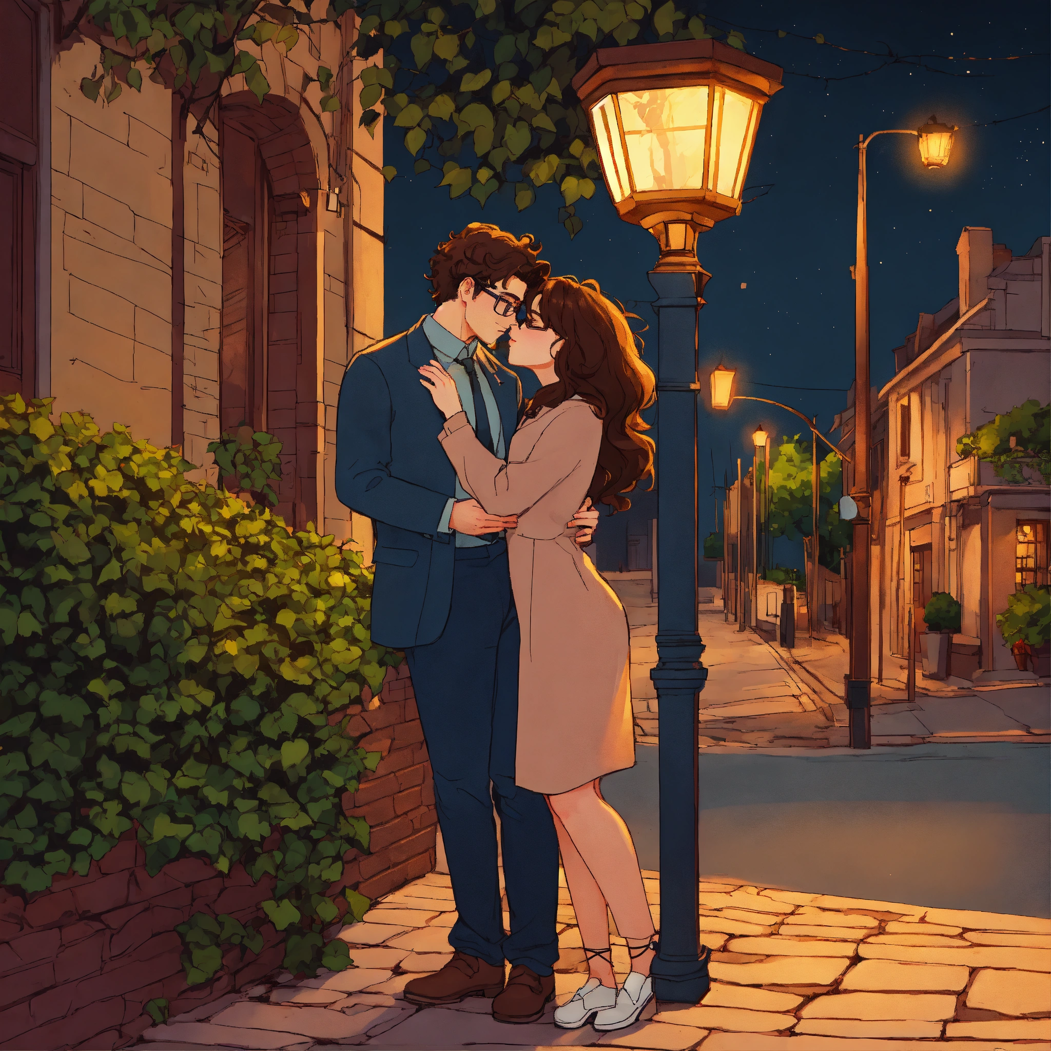 Lexica - Young man without glasses with dark brown hair kissing a girl ...