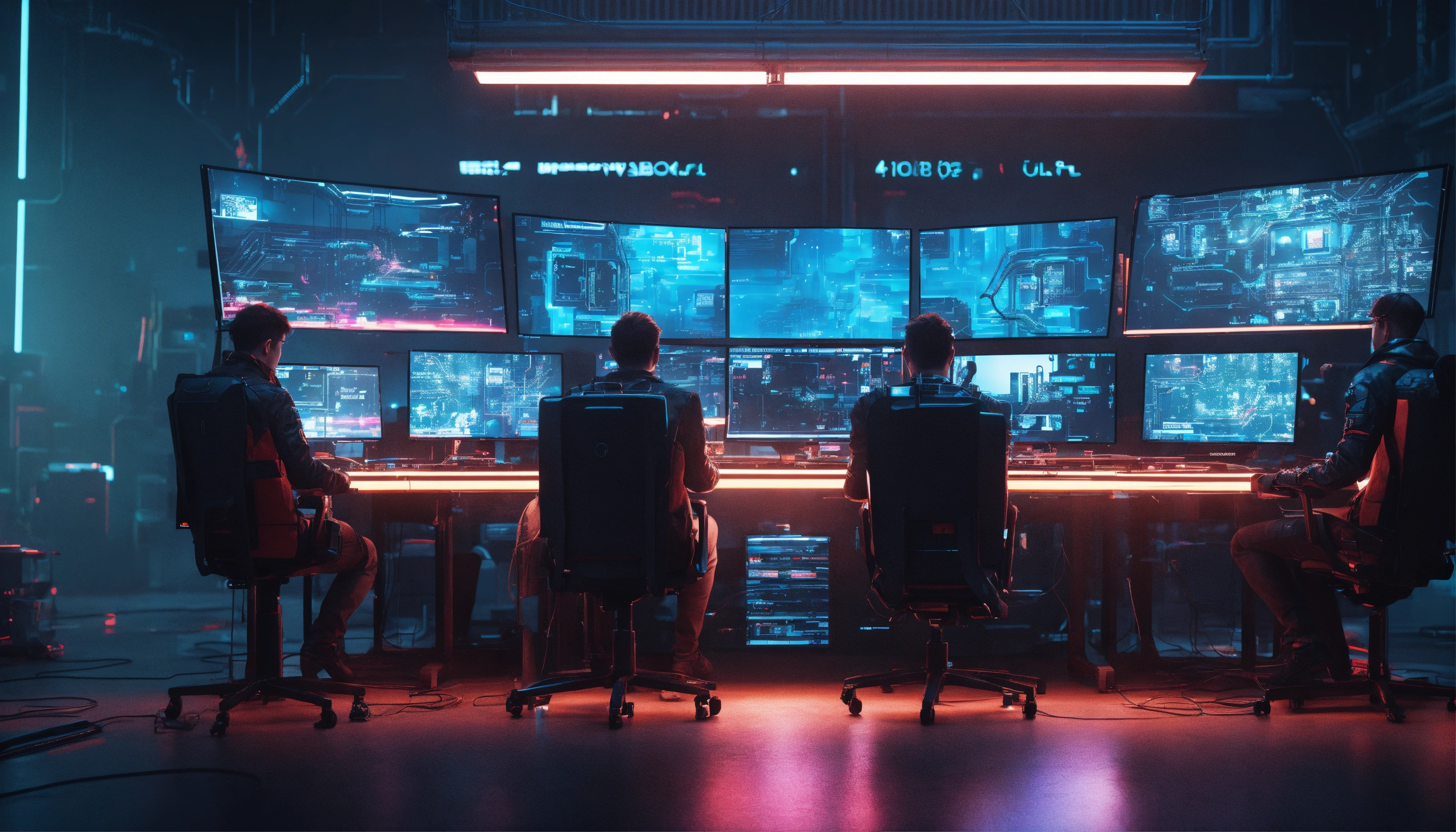 Lexica - Brave people, technological lab with computer screens ...